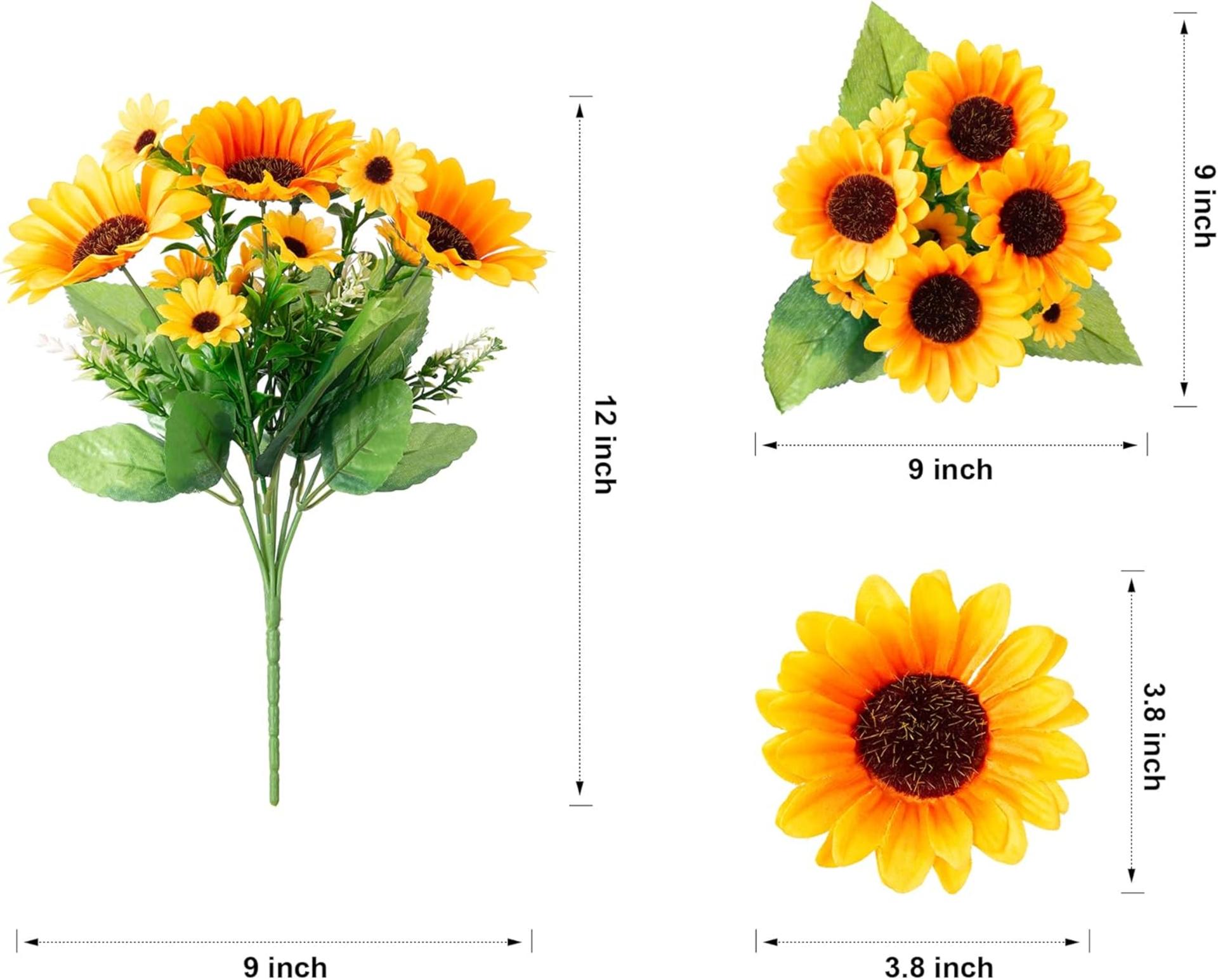 10 Bunches Artificial Sunflowers for Outdoor Indoor Decoration, UV Resistant Fake Flowers - 7