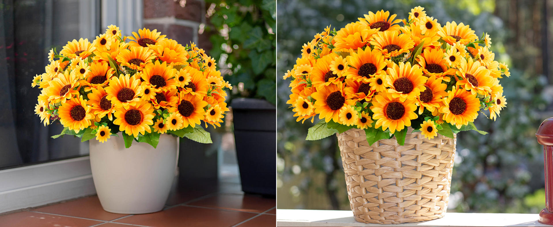 10 Bunches Artificial Sunflowers for Outdoor Indoor Decoration, UV Resistant Fake Flowers detail 3