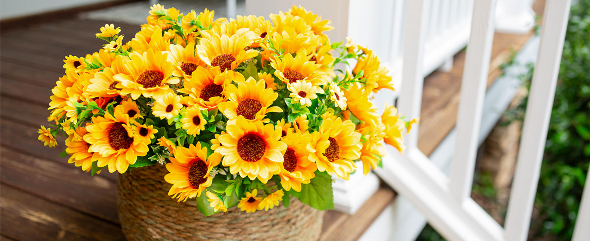 10 Bunches Artificial Sunflowers for Outdoor Indoor Decoration, UV Resistant Fake Flowers detail 4