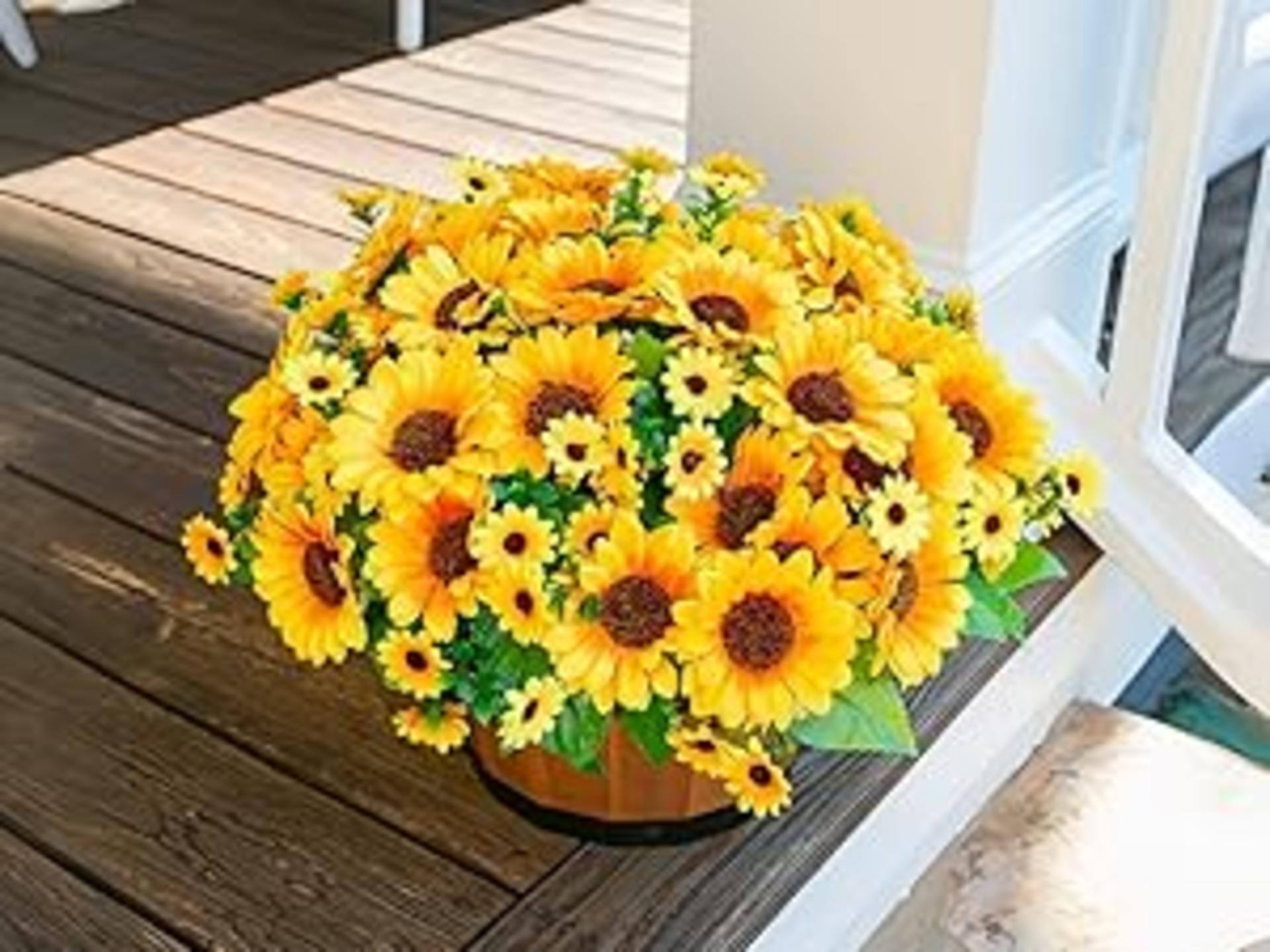 10 Bunches Artificial Sunflowers for Outdoor Indoor Decoration, UV Resistant Fake Flowers detail 7
