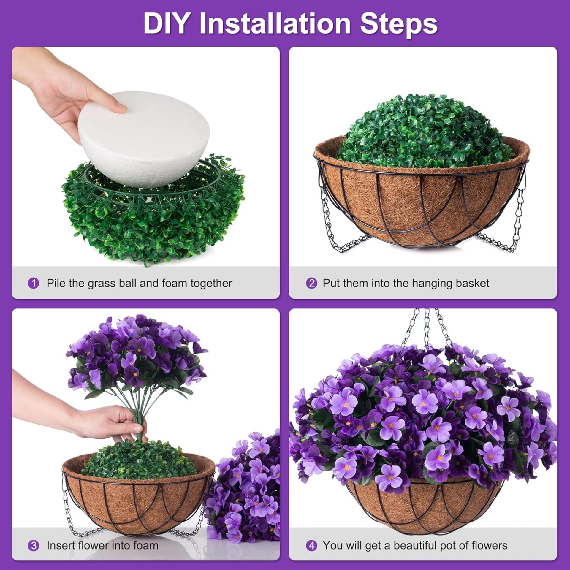 Artificial Hanging Flowers with Basket, UV Resistant Fake Hydrangea for Outdoor Indoor Decor - 3