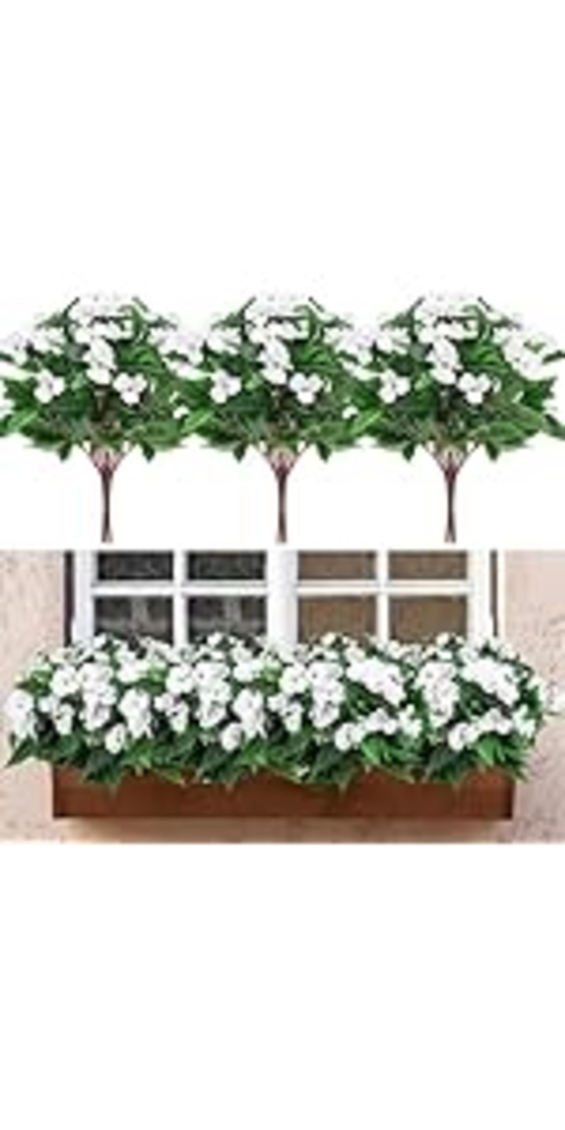 10 Bundles Artificial Impatiens Flowers, UV Resistant Silk Faux Plants for Outdoor Garden Decor detail 7