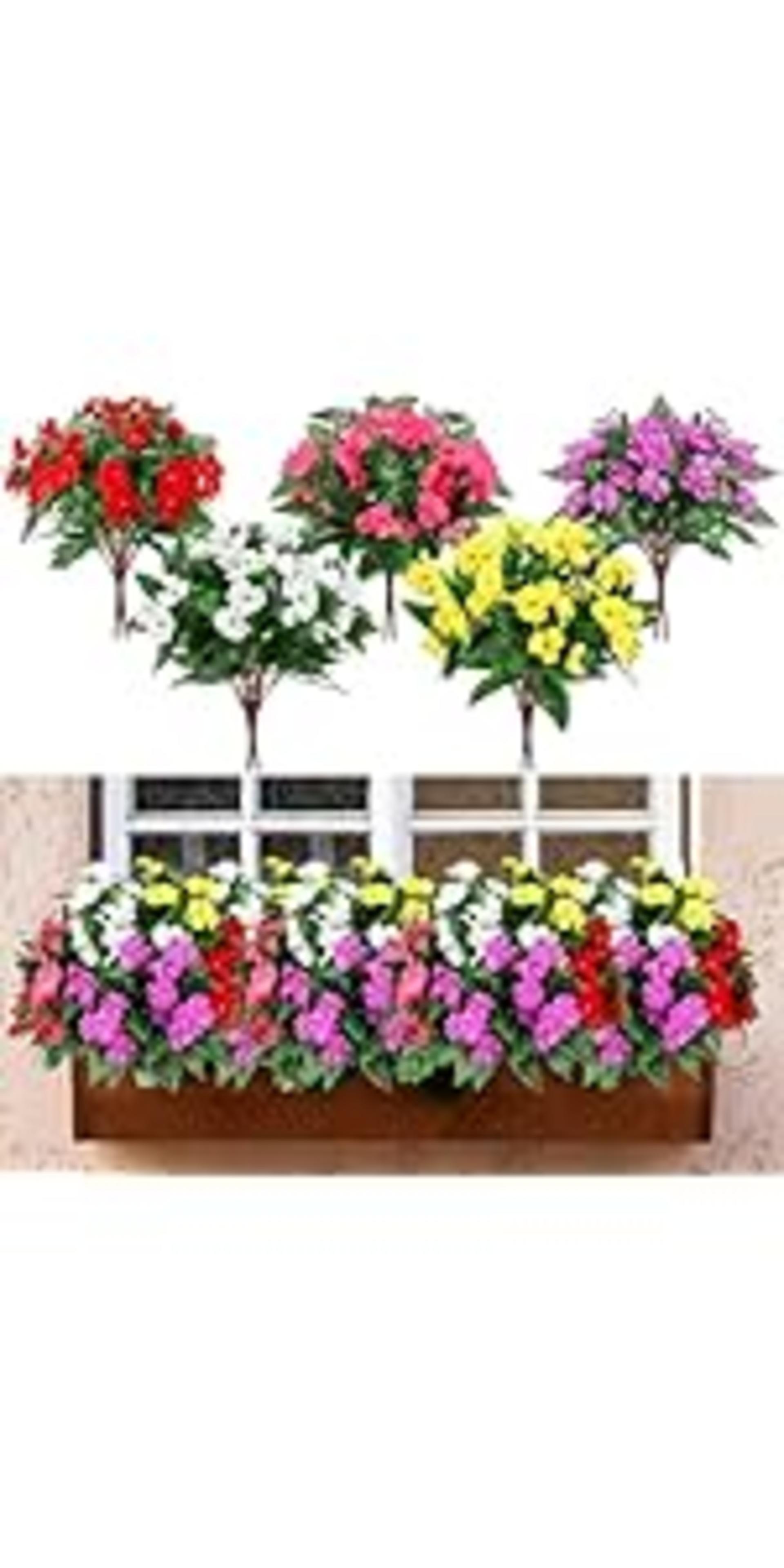 10 Bundles Artificial Impatiens Flowers, UV Resistant Silk Faux Plants for Outdoor Garden Decor detail 6