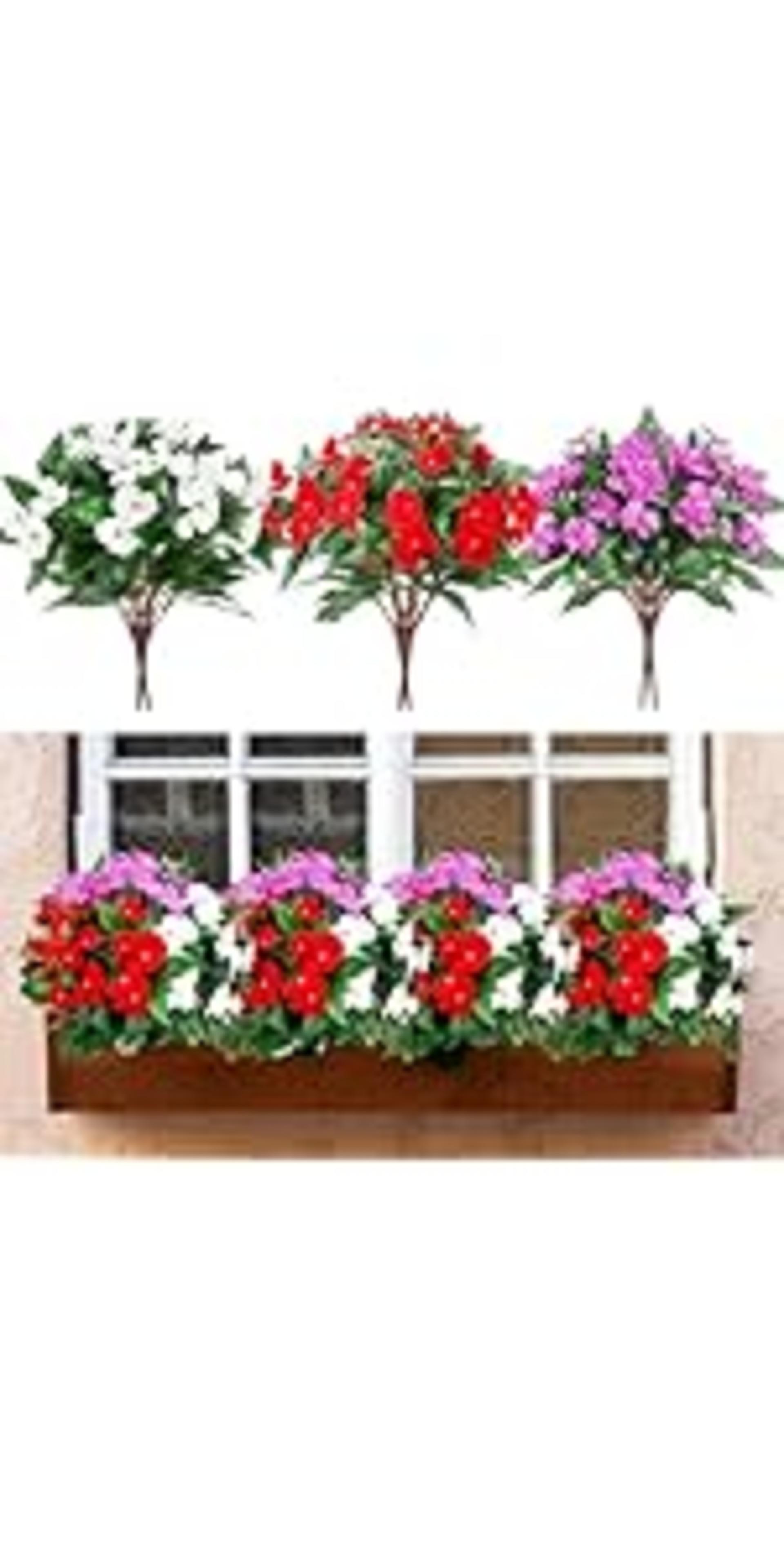 10 Bundles Artificial Impatiens Flowers, UV Resistant Silk Faux Plants for Outdoor Garden Decor detail 8