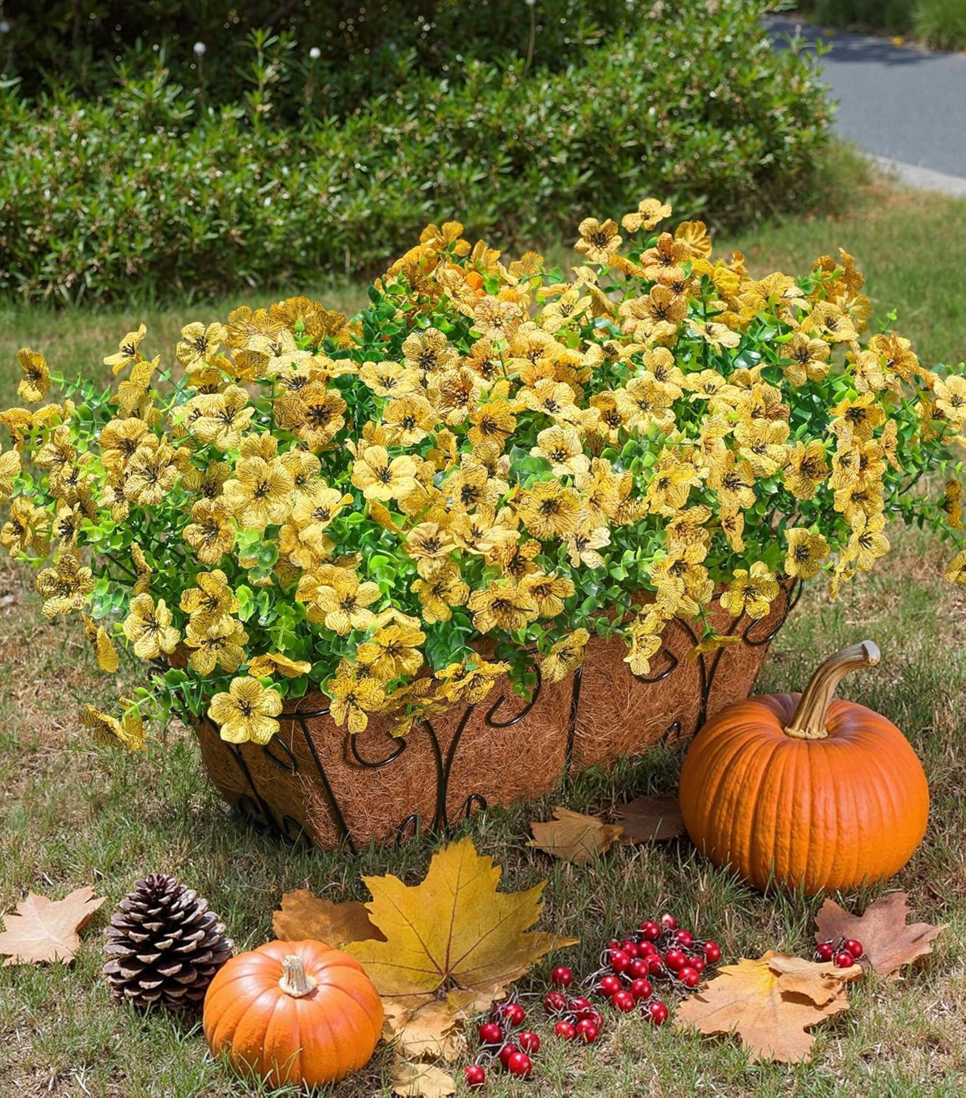 12 Bundles Artificial Daisy Flowers with Eucalyptus, UV Resistant Faux Plants for Outdoor Indoor Decor - 5