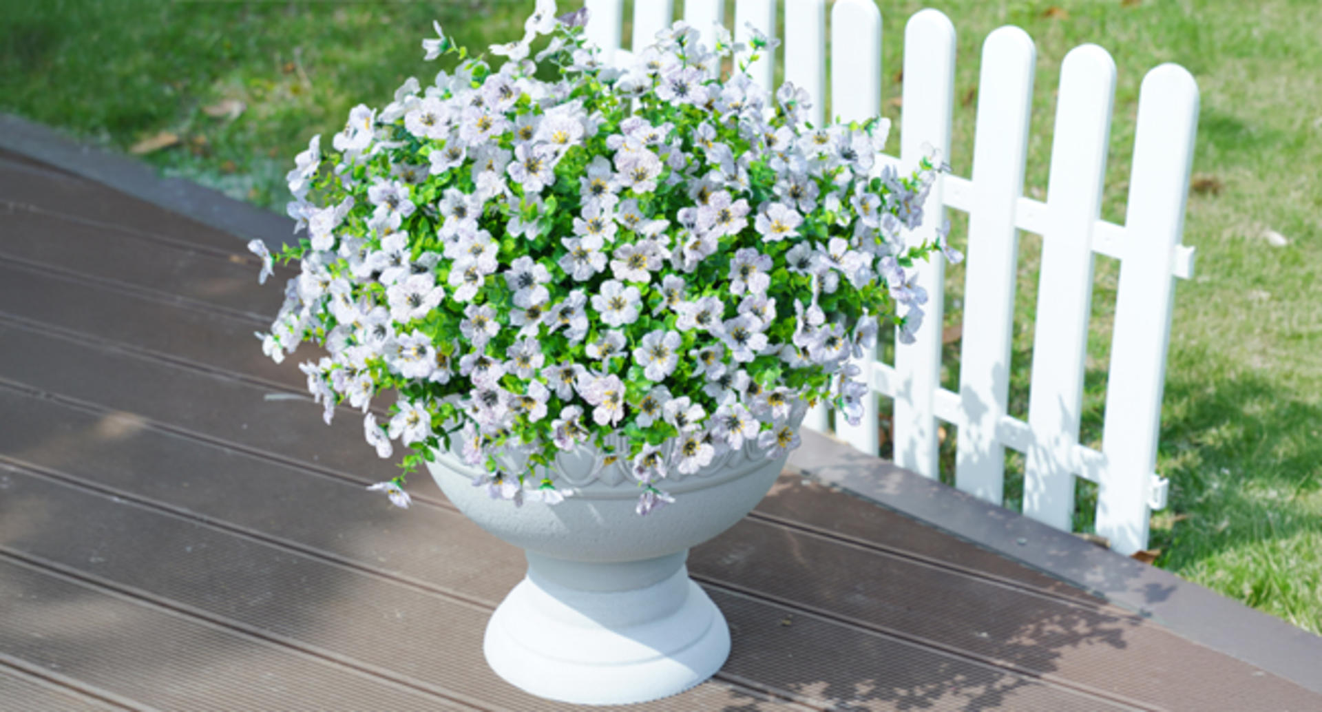 12 Bundles Artificial Daisy Flowers with Eucalyptus, UV Resistant Faux Plants for Outdoor Indoor Decor detail 2