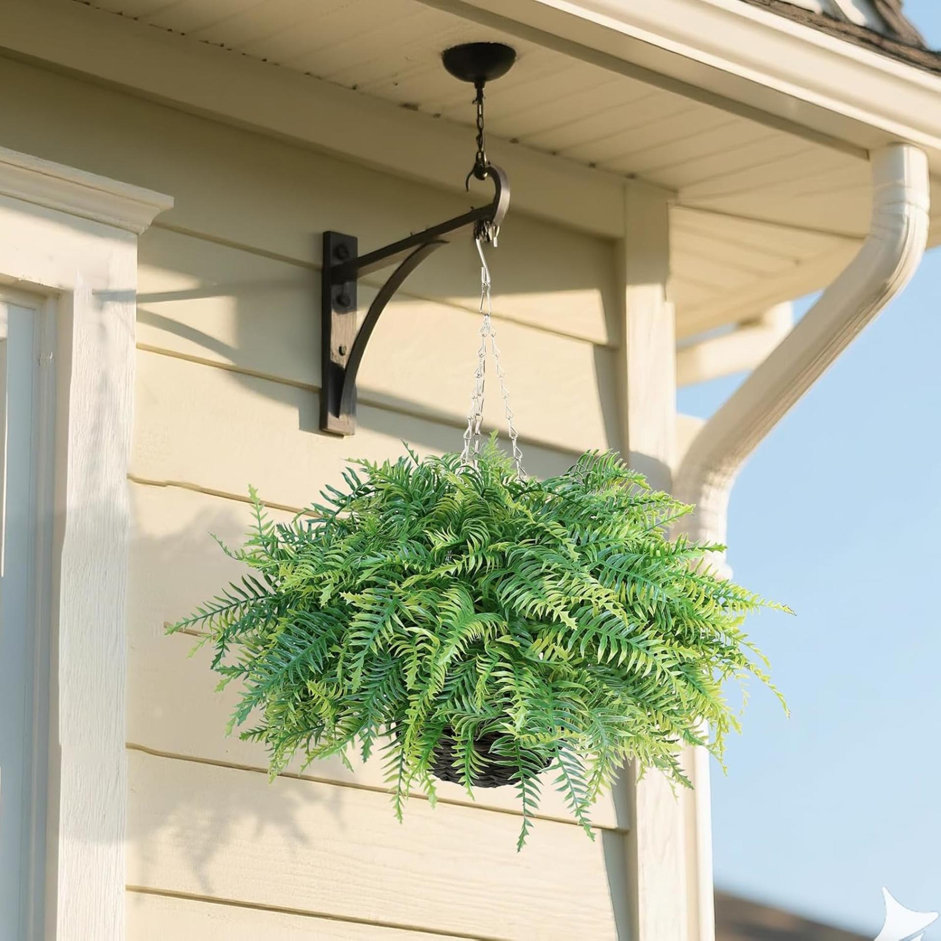 2-Pack Artificial Boston Fern Hanging Plants, UV Resistant Faux Greenery for Outdoor Porch and Garden Decor - 9