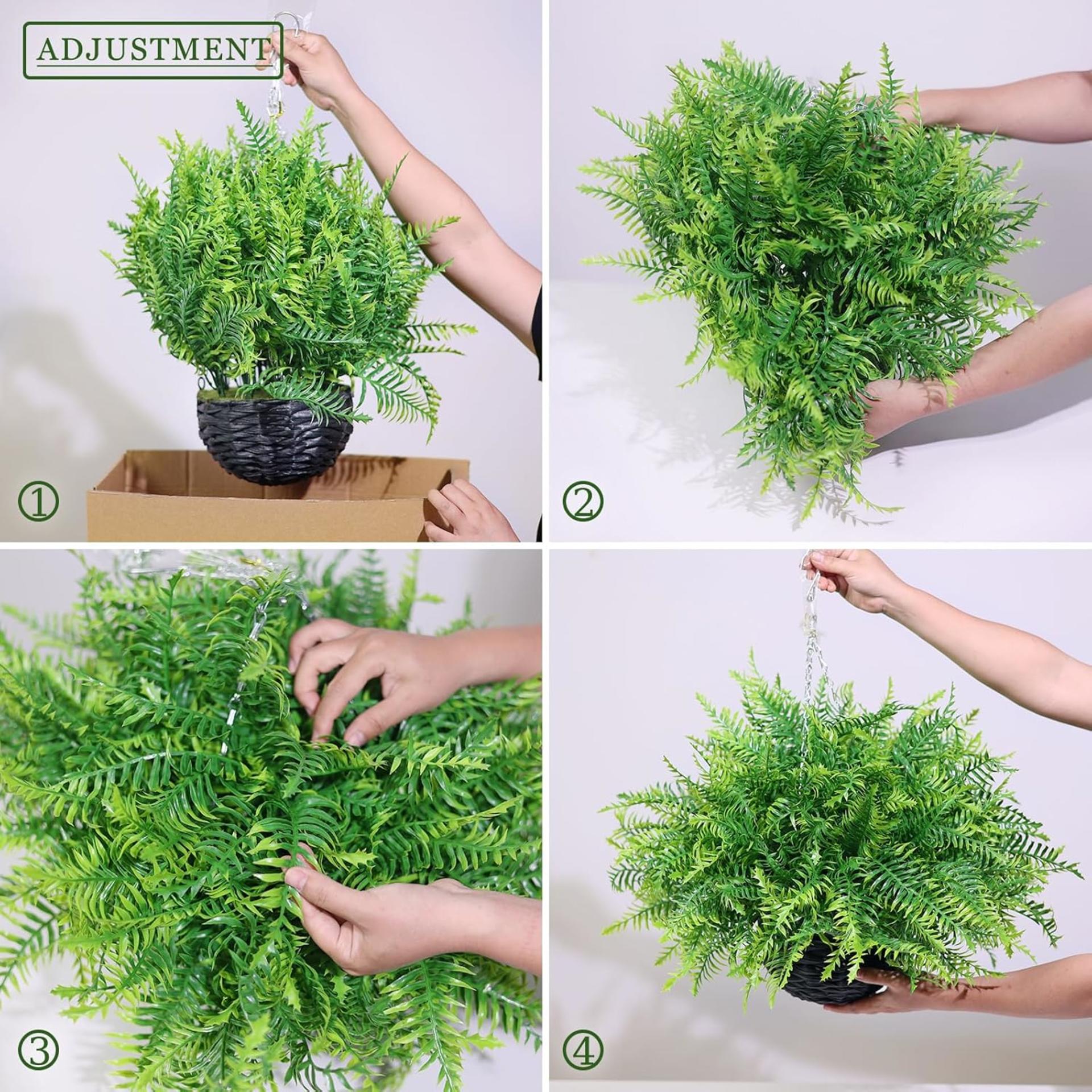 2-Pack Artificial Boston Fern Hanging Plants, UV Resistant Faux Greenery for Outdoor Porch and Garden Decor - 1