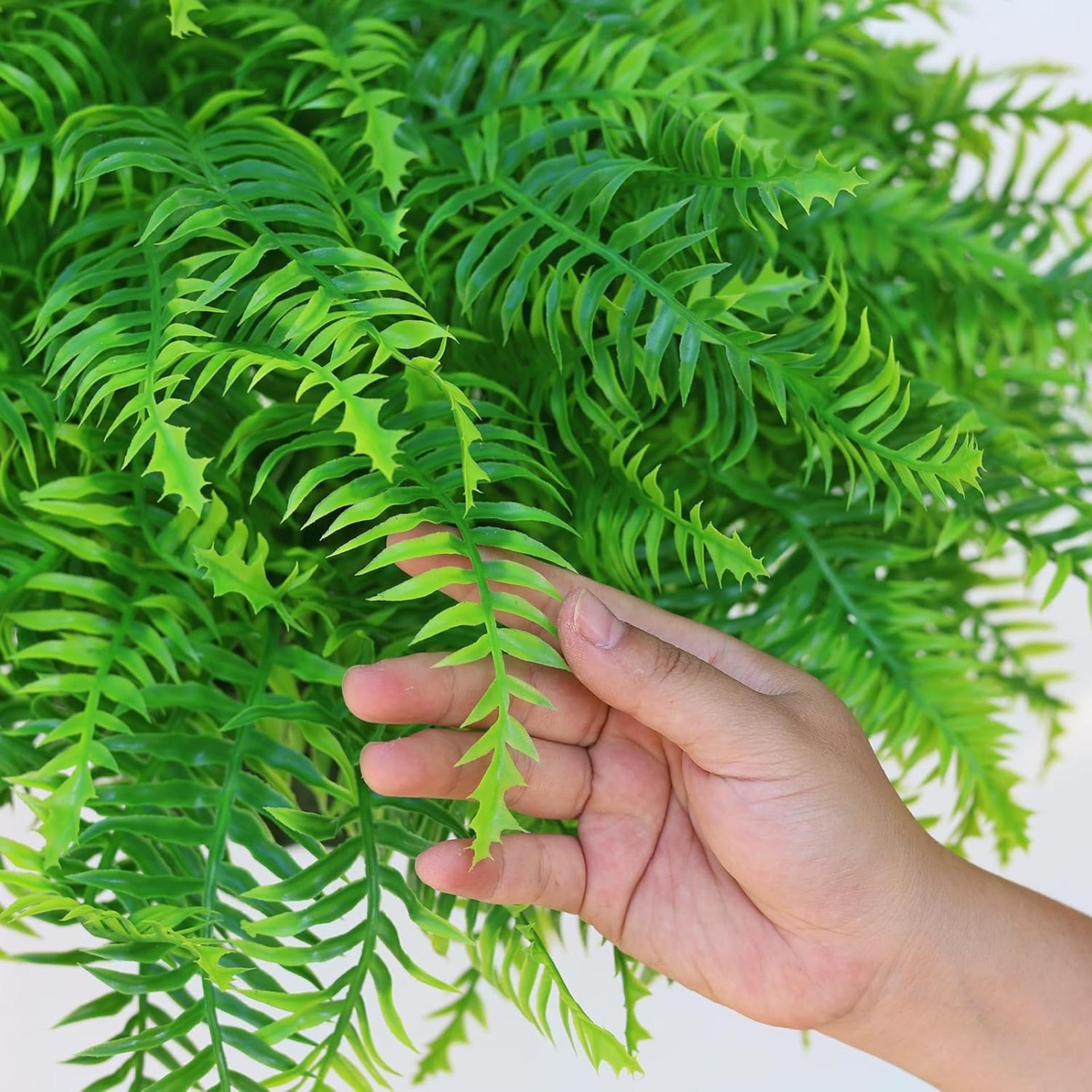 2-Pack Artificial Boston Fern Hanging Plants, UV Resistant Faux Greenery for Outdoor Porch and Garden Decor - 3