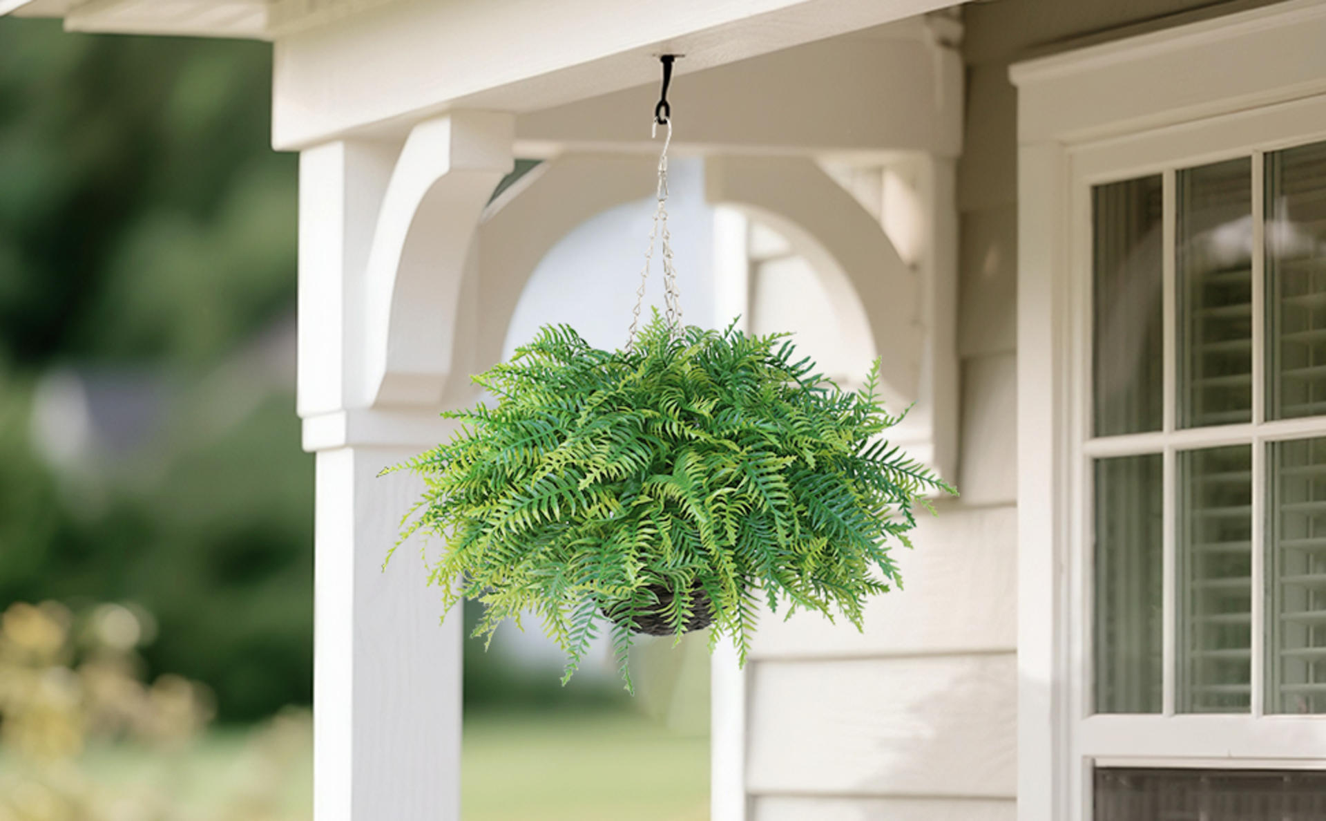 2-Pack Artificial Boston Fern Hanging Plants, UV Resistant Faux Greenery for Outdoor Porch and Garden Decor detail 4