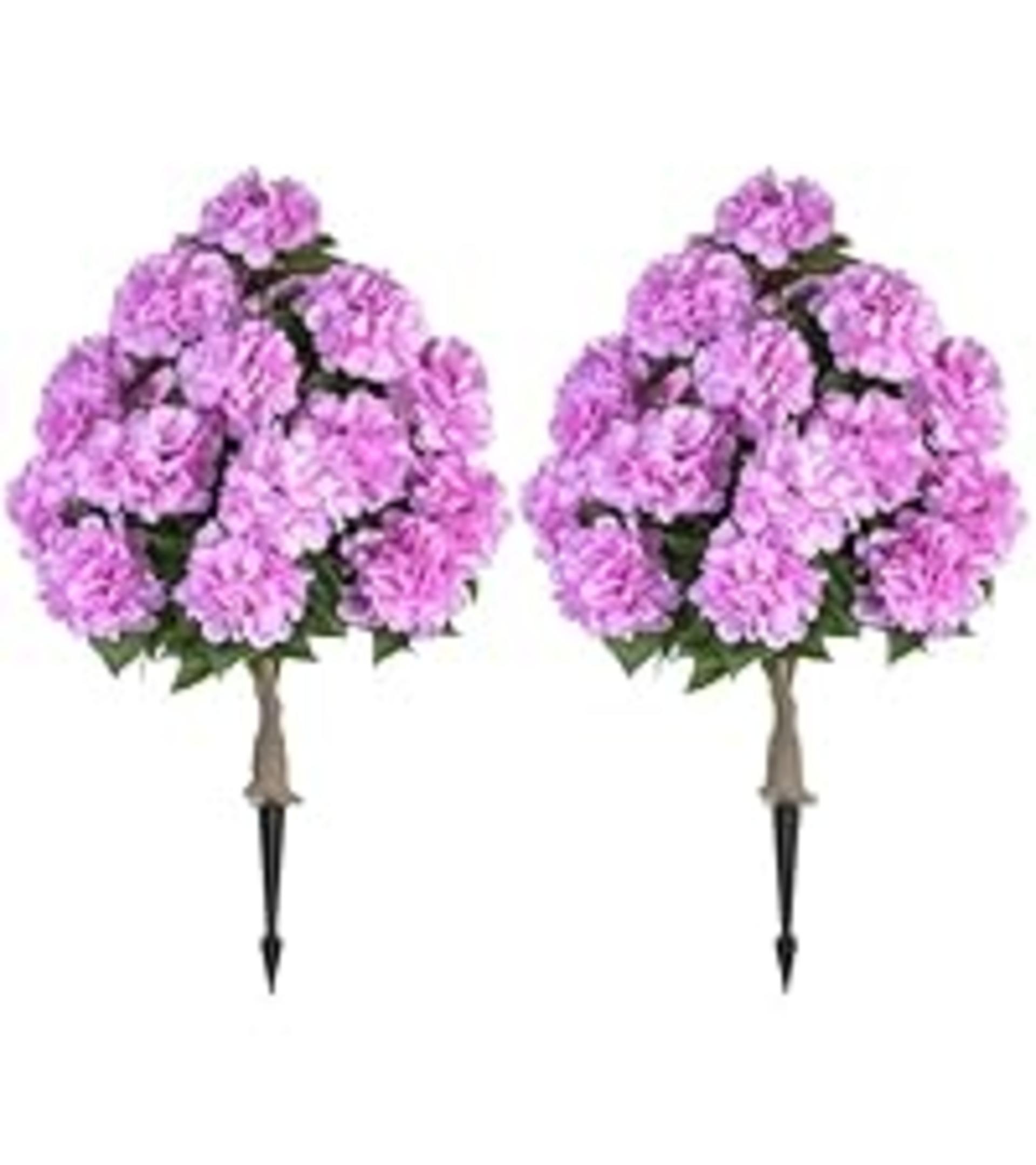 2-Pack 33" Artificial Hydrangea Topiary Trees with 20 Flower Heads and Ground Spikes detail 10