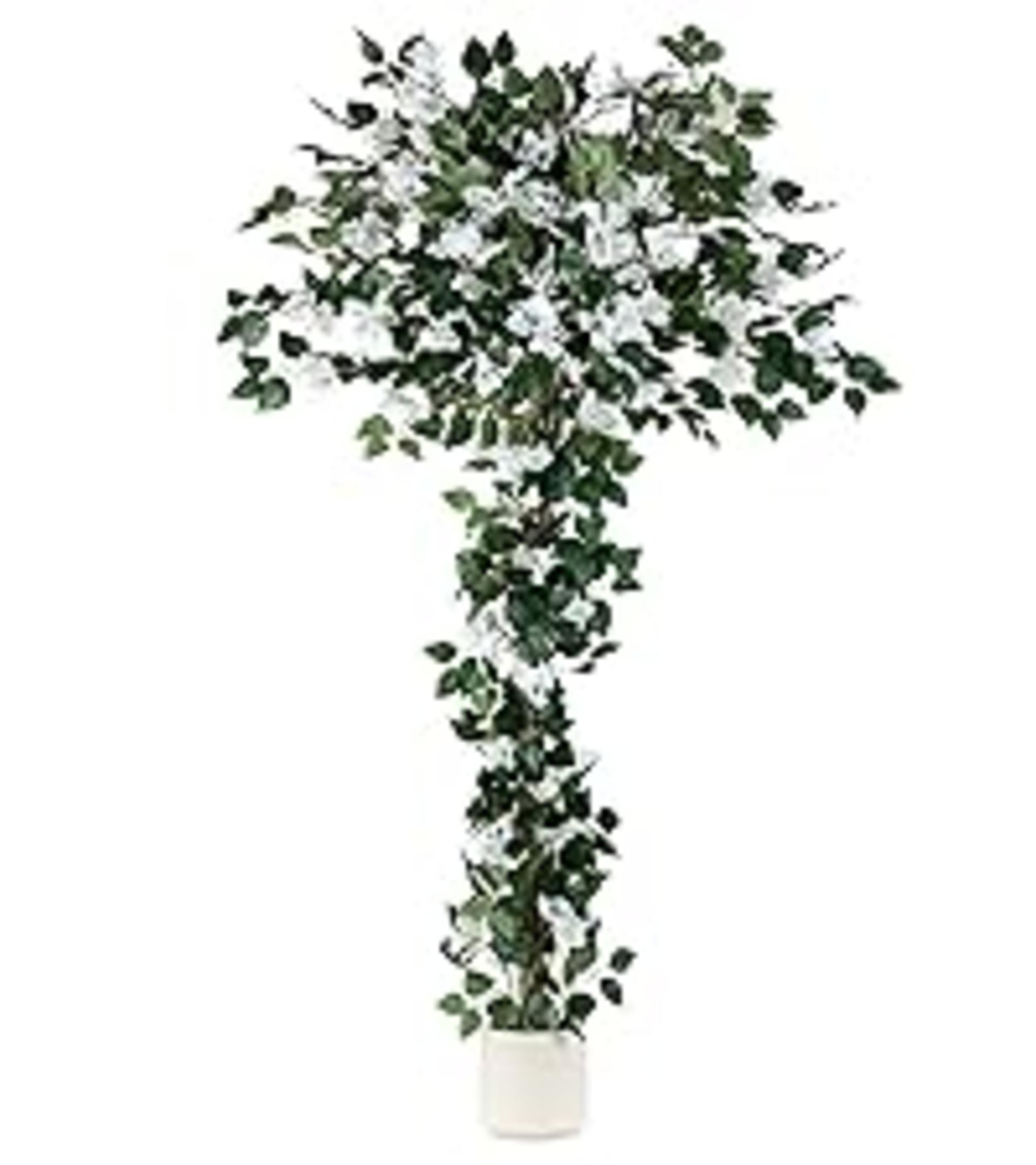 2-Pack 33" Artificial Hydrangea Topiary Trees with 20 Flower Heads and Ground Spikes detail 15