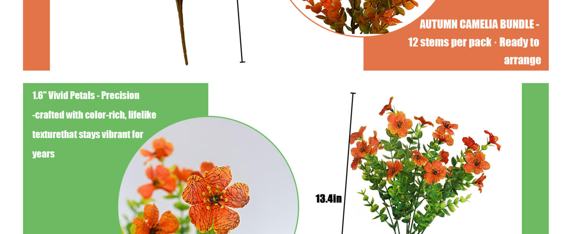 12 Bundles Artificial Mums for Outdoors, UV Resistant Faux Fall Flowers with Eucalyptus Greenery detail 3