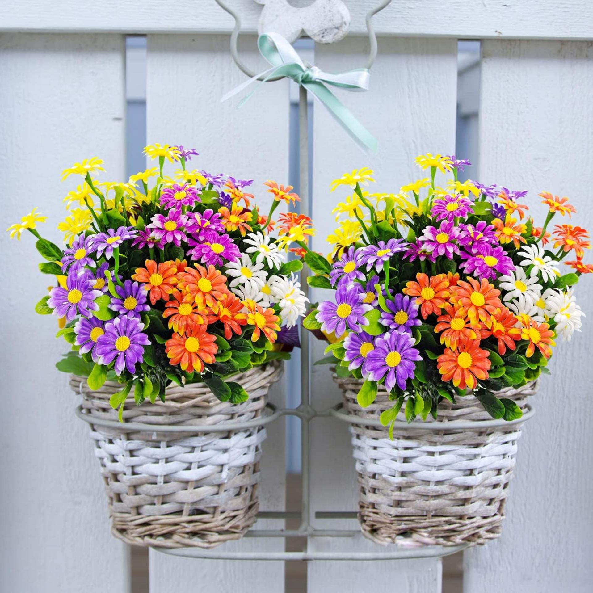 10 Bundles Artificial Daisy Flowers, UV Resistant Outdoor Fake Plants for Garden Window Box Decor - 4