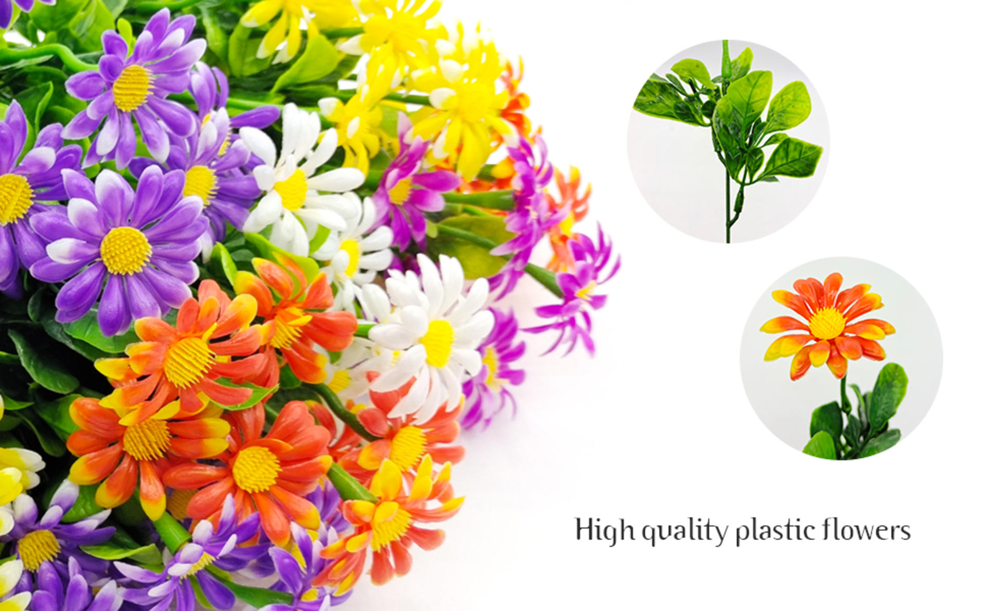 10 Bundles Artificial Daisy Flowers, UV Resistant Outdoor Fake Plants for Garden Window Box Decor detail 4