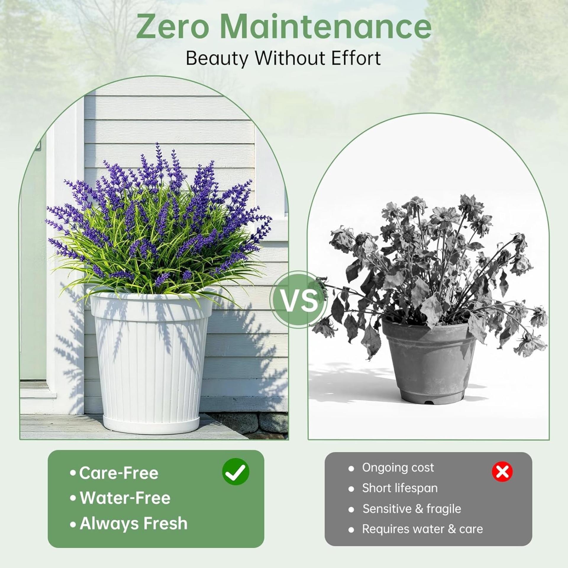 15 Bundles UV Resistant Artificial Lavender Flowers, Adjustable Height Faux Outdoor Plants - 4