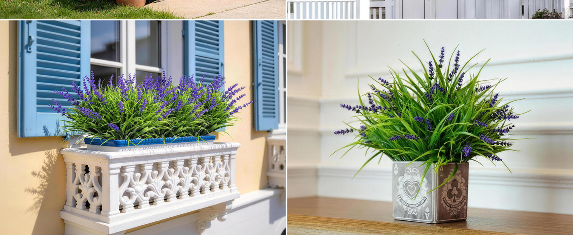 15 Bundles UV Resistant Artificial Lavender Flowers, Adjustable Height Faux Outdoor Plants detail 6