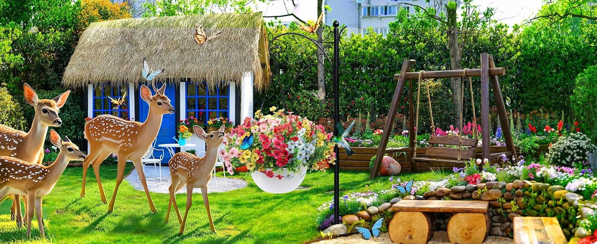2 Sets Artificial Hanging Plants with Basket, 30 Bundles UV Resistant Fake Flowers for Outdoor Porch detail 4