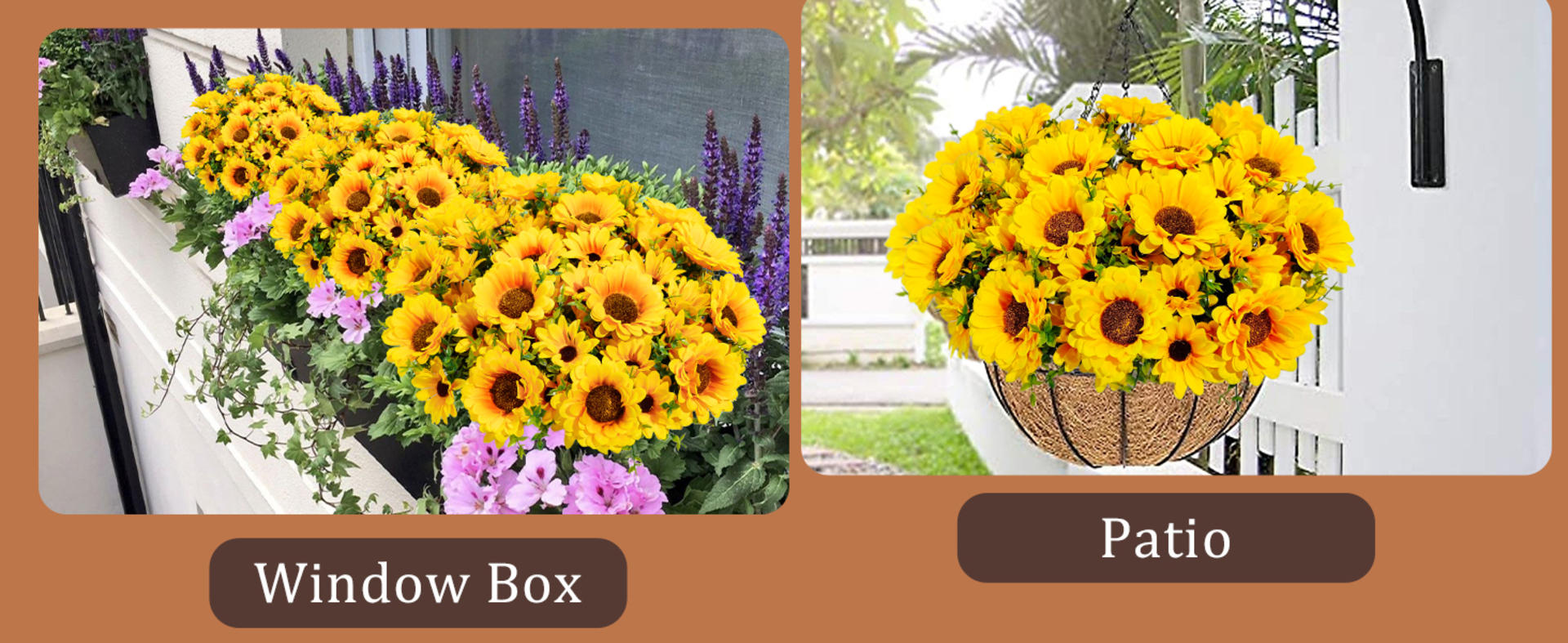 10 Bundles Artificial Sunflowers for Outdoors, UV Resistant Silk Flowers with Eucalyptus Leaves detail 7