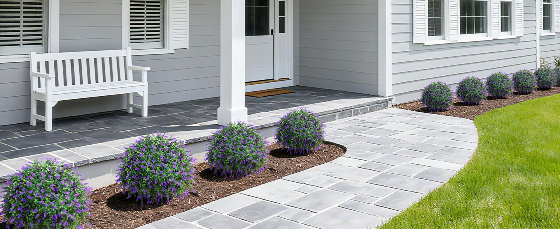 26'' Artificial Boxwood Topiary Ball Trees with Lavender, UV Resistant Fake Shrubs (Set of 2) detail 3