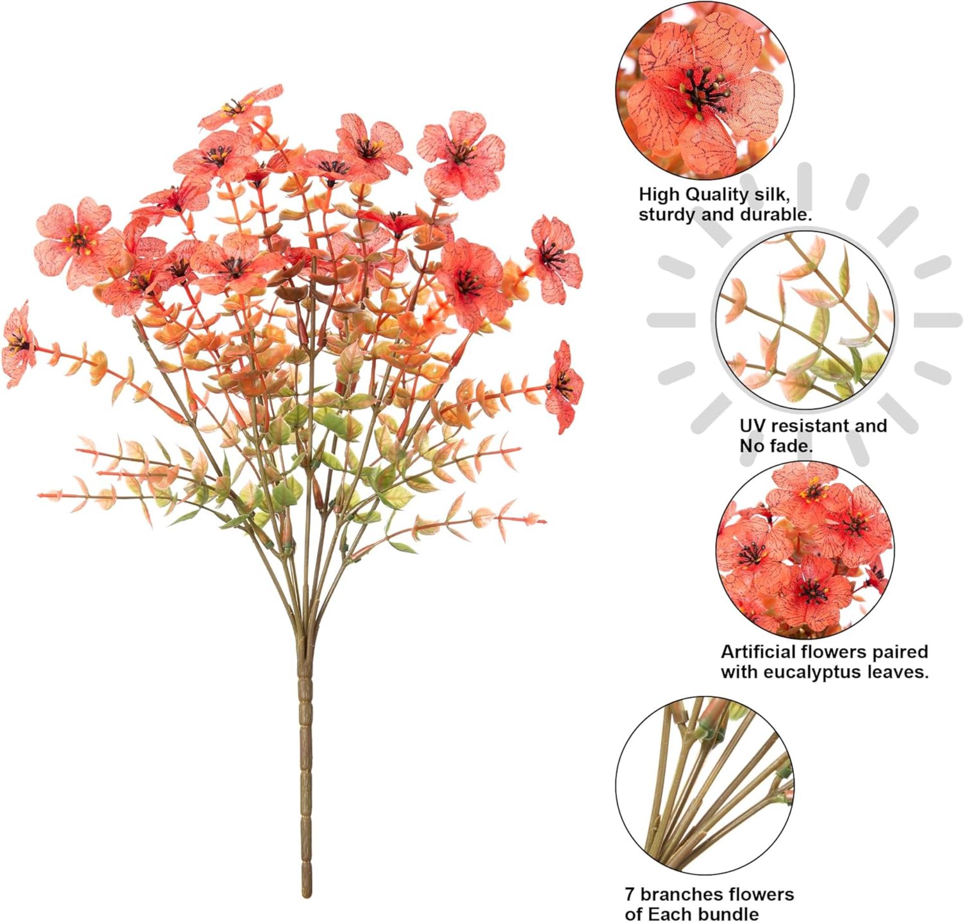 12 Bundles Artificial Fall Daisy Flowers with Eucalyptus Leaves, UV Resistant Faux Mums for Outdoor Indoor Decor - 3