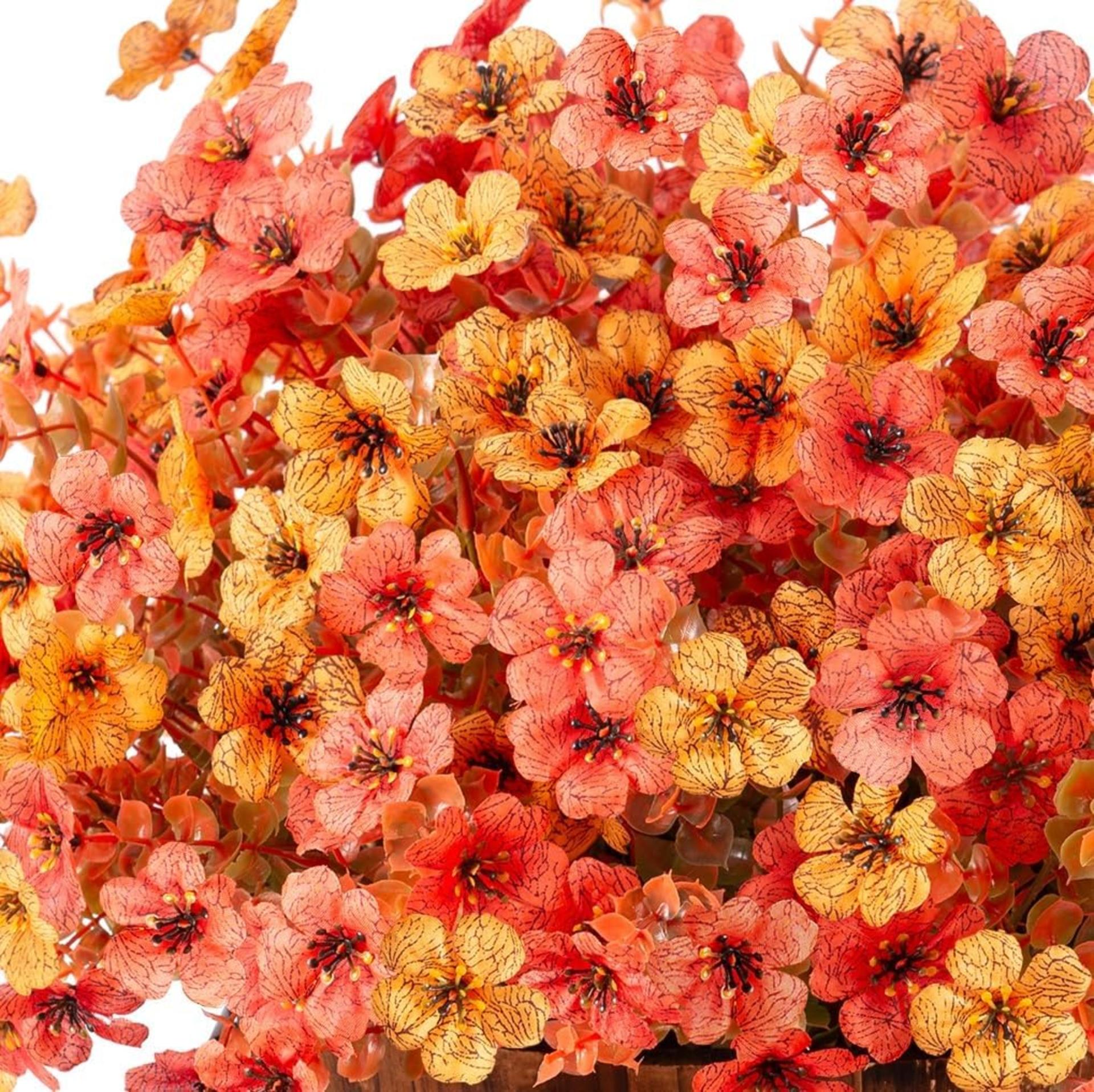 12 Bundles Artificial Fall Daisy Flowers with Eucalyptus Leaves, UV Resistant Faux Mums for Outdoor Indoor Decor - 7