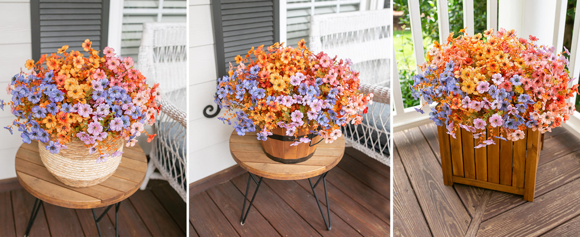 12 Bundles Artificial Fall Daisy Flowers with Eucalyptus Leaves, UV Resistant Faux Mums for Outdoor Indoor Decor detail 1