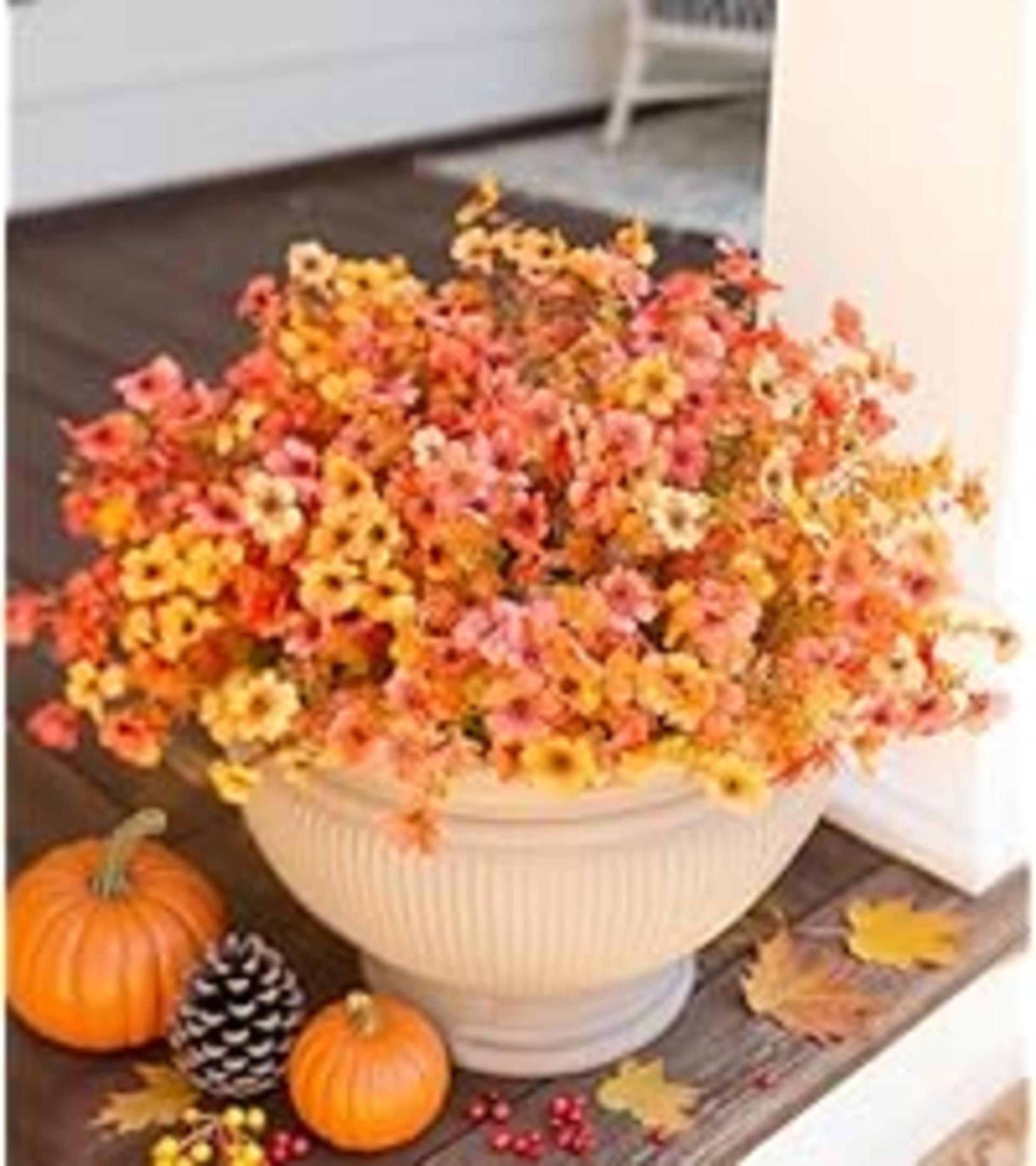 12 Bundles Artificial Fall Daisy Flowers with Eucalyptus Leaves, UV Resistant Faux Mums for Outdoor Indoor Decor detail 8