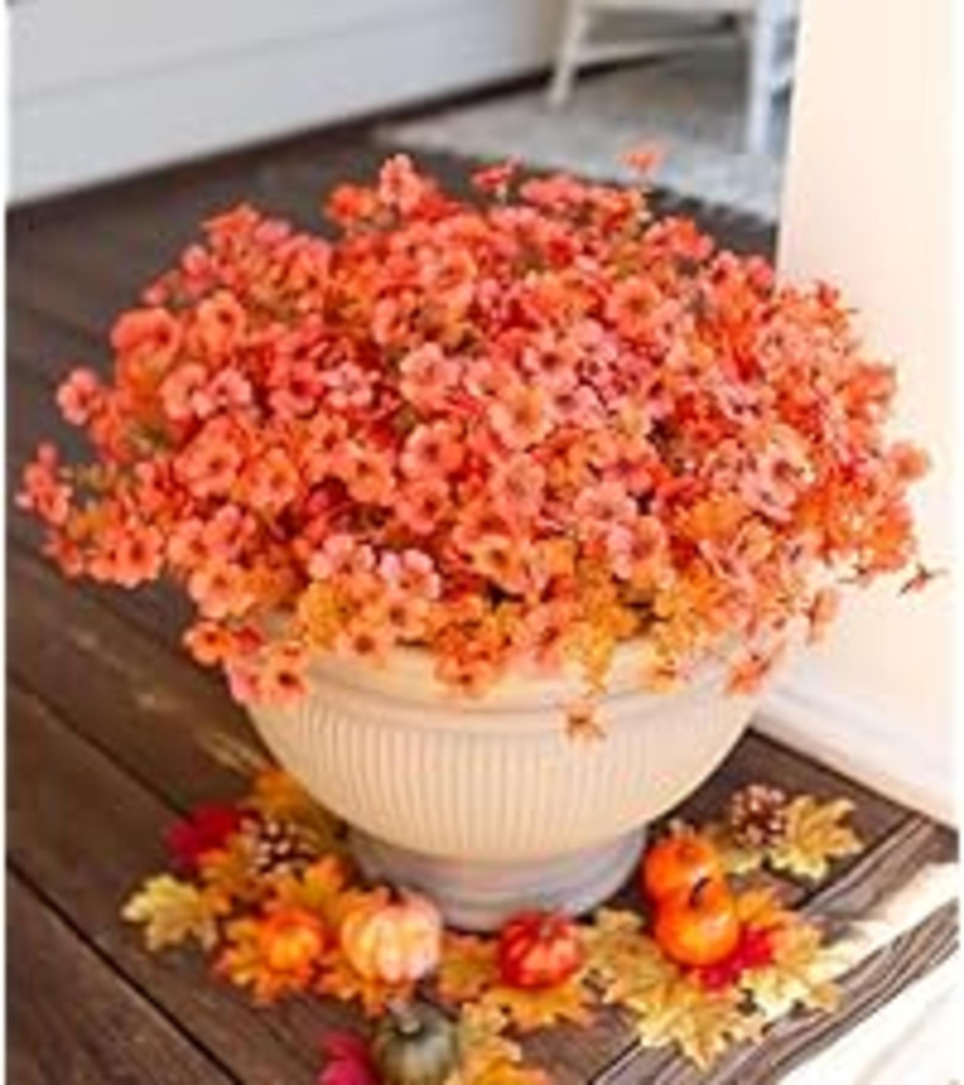 12 Bundles Artificial Fall Daisy Flowers with Eucalyptus Leaves, UV Resistant Faux Mums for Outdoor Indoor Decor detail 9