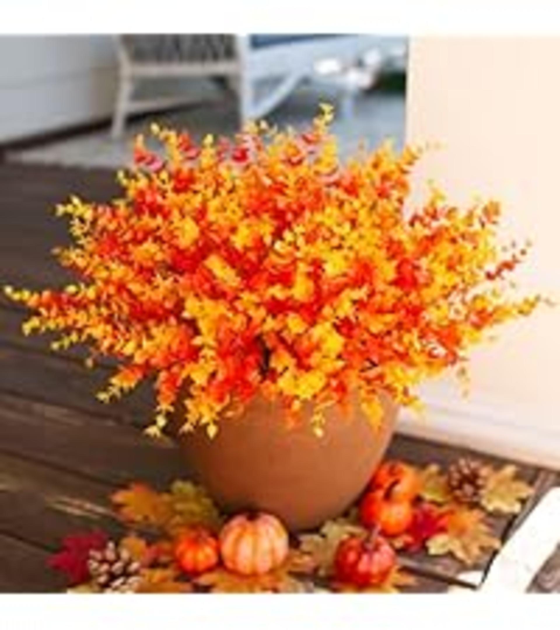 12 Bundles Artificial Fall Daisy Flowers with Eucalyptus Leaves, UV Resistant Faux Mums for Outdoor Indoor Decor detail 12