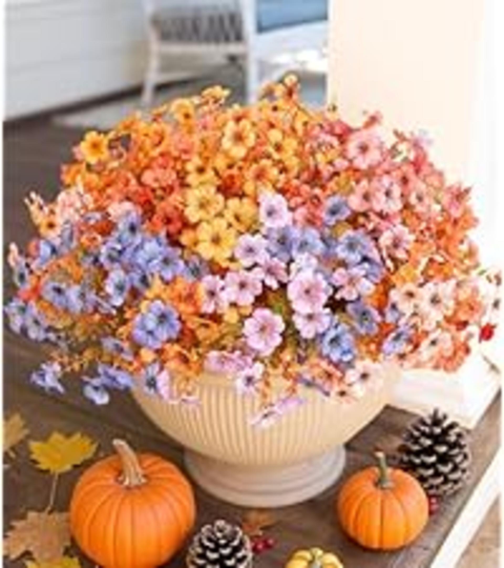 12 Bundles Artificial Fall Daisy Flowers with Eucalyptus Leaves, UV Resistant Faux Mums for Outdoor Indoor Decor detail 13