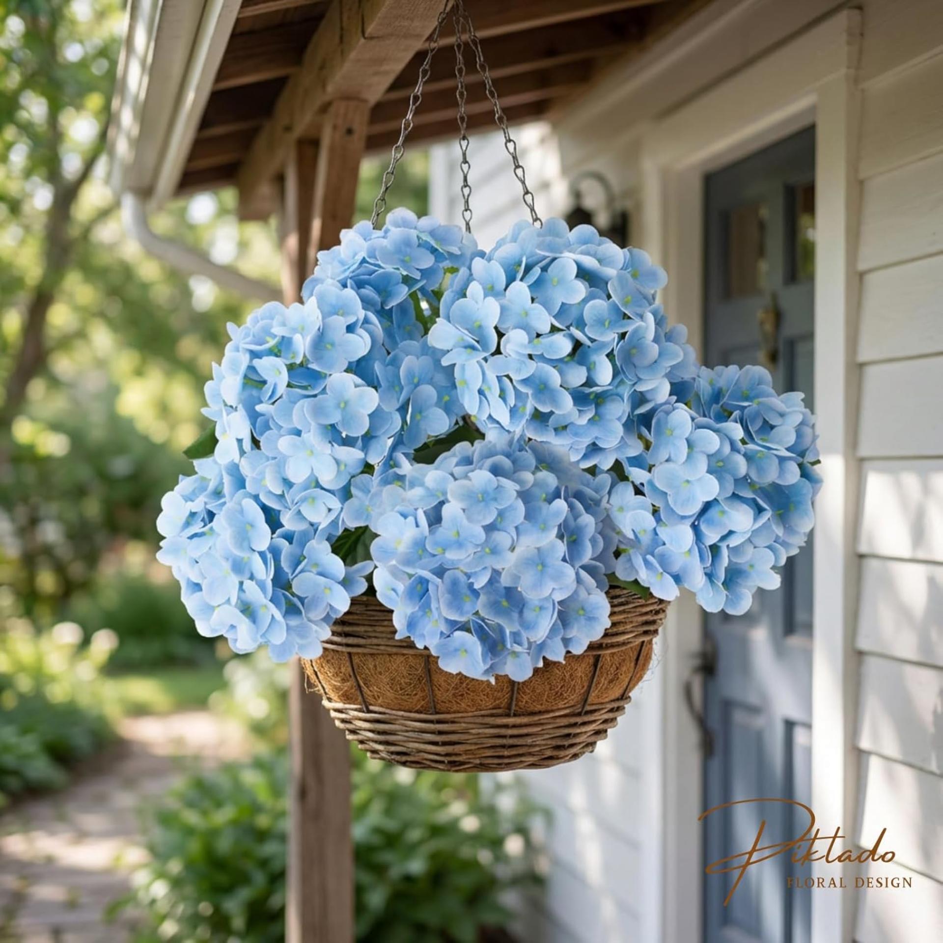 Real Touch Artificial Hydrangea Flowers, 21in Faux Silk Blooms with 5 Heads for Home Wedding Decor - 3