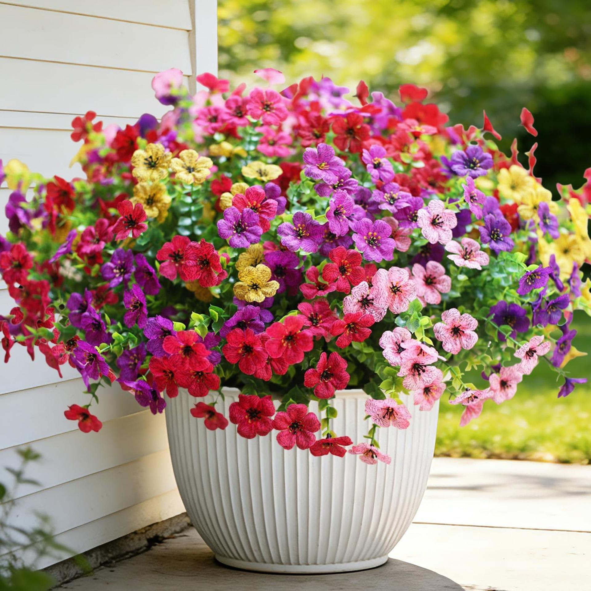 12 Bundles Artificial Flowers for Outdoors, UV Resistant Silk Daisy Faux Plants for Garden Porch - 1