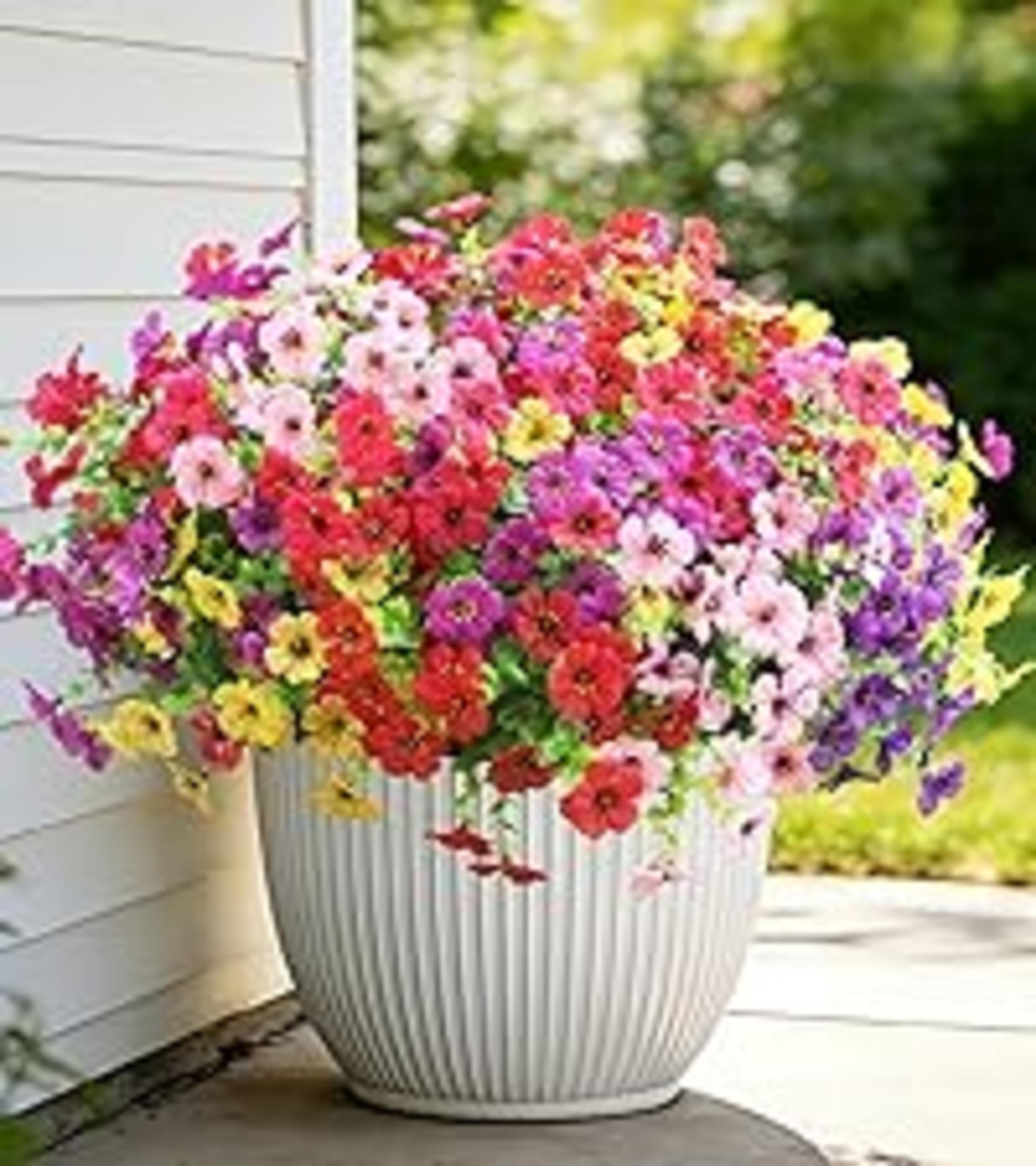 12 Bundles Artificial Flowers for Outdoors, UV Resistant Silk Daisy Faux Plants for Garden Porch detail 10