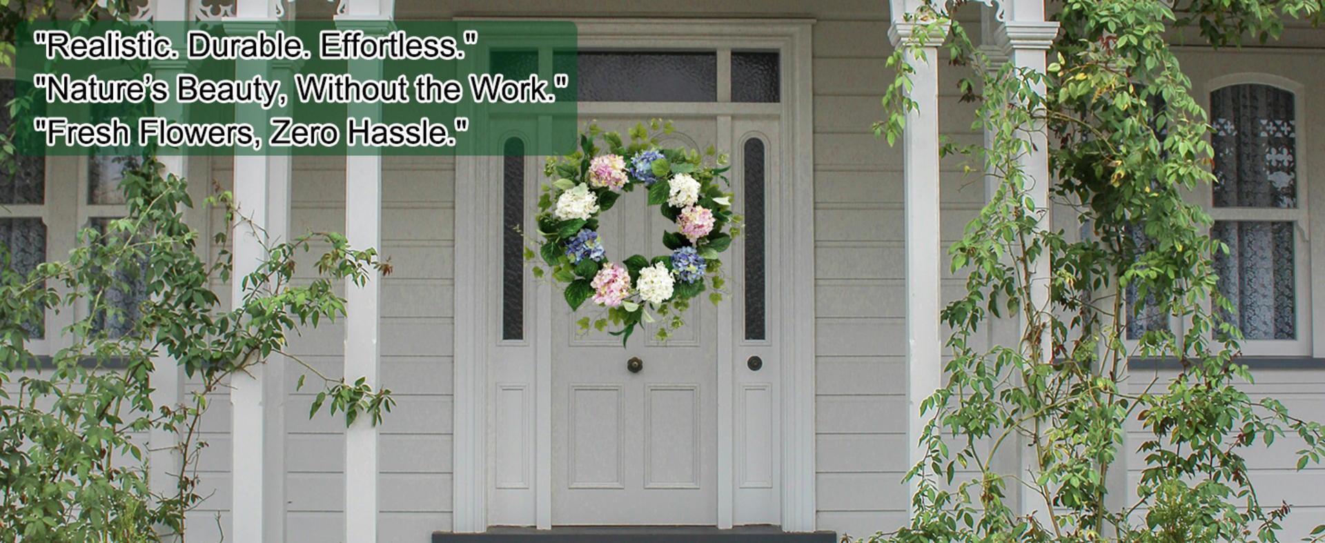 20 Inch Artificial Hydrangea Wreath for Front Door, Spring Summer Floral Decor for Porch and Wall detail 9