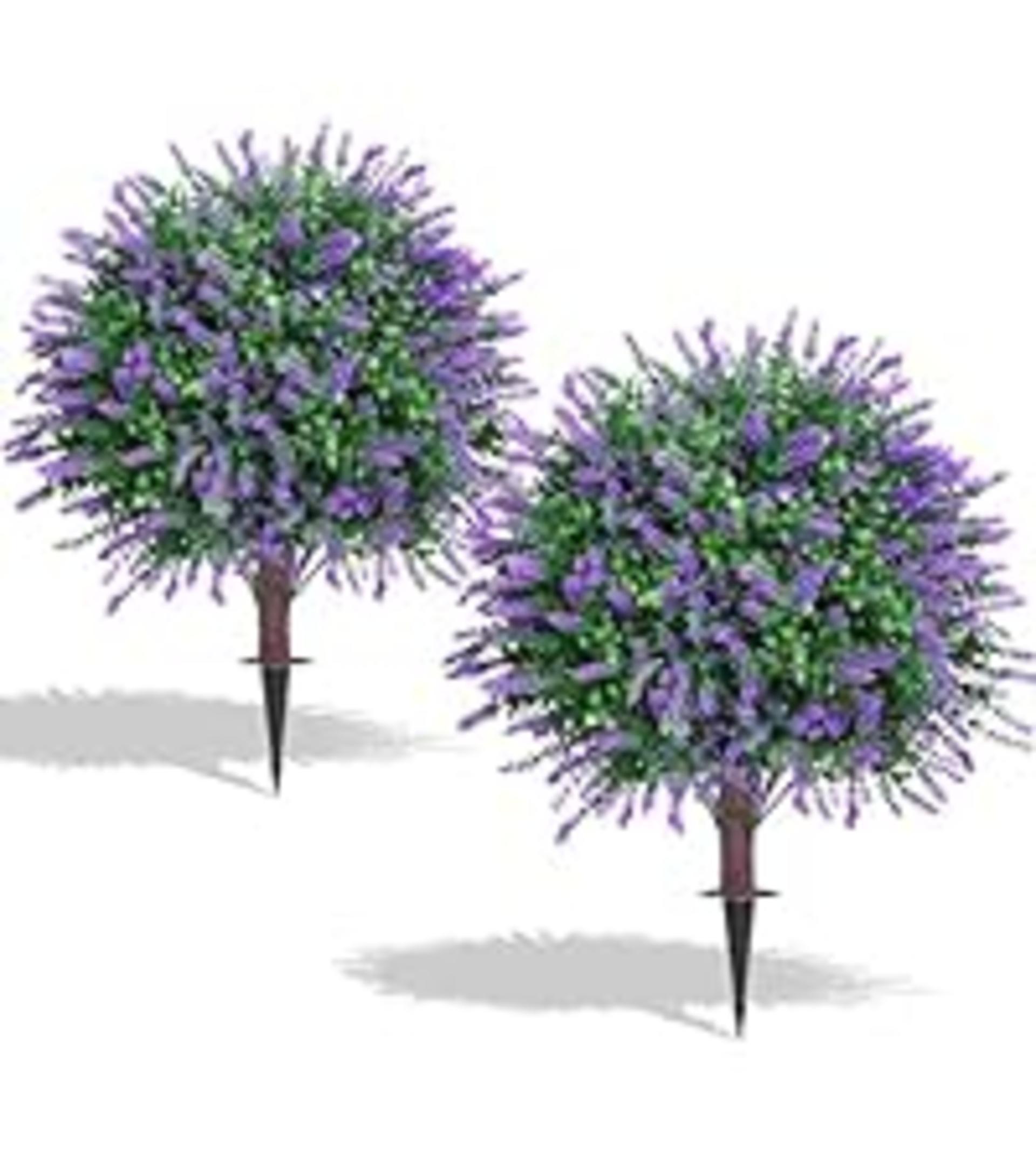 2-Pack 16'' Artificial Boxwood Topiary Ball Trees, UV Resistant Fake Evergreen Shrubs with Ground Spikes detail 8
