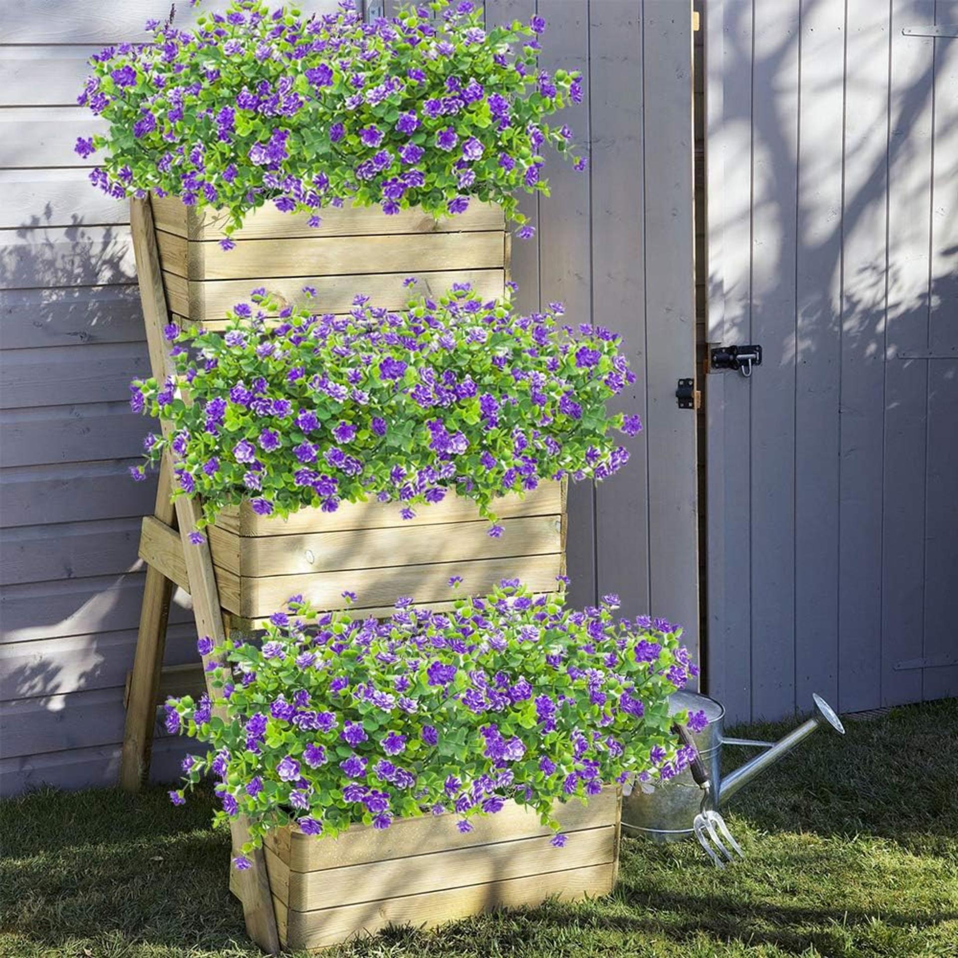 10 Bundles Artificial Flowers UV Resistant Fake Outdoor Plants for Garden Porch Decor - 3
