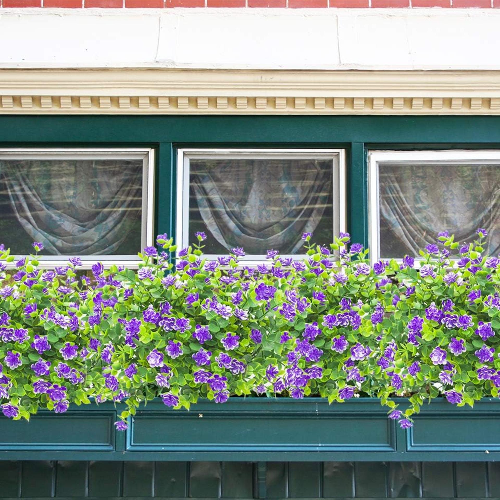 10 Bundles Artificial Flowers UV Resistant Fake Outdoor Plants for Garden Porch Decor - 5