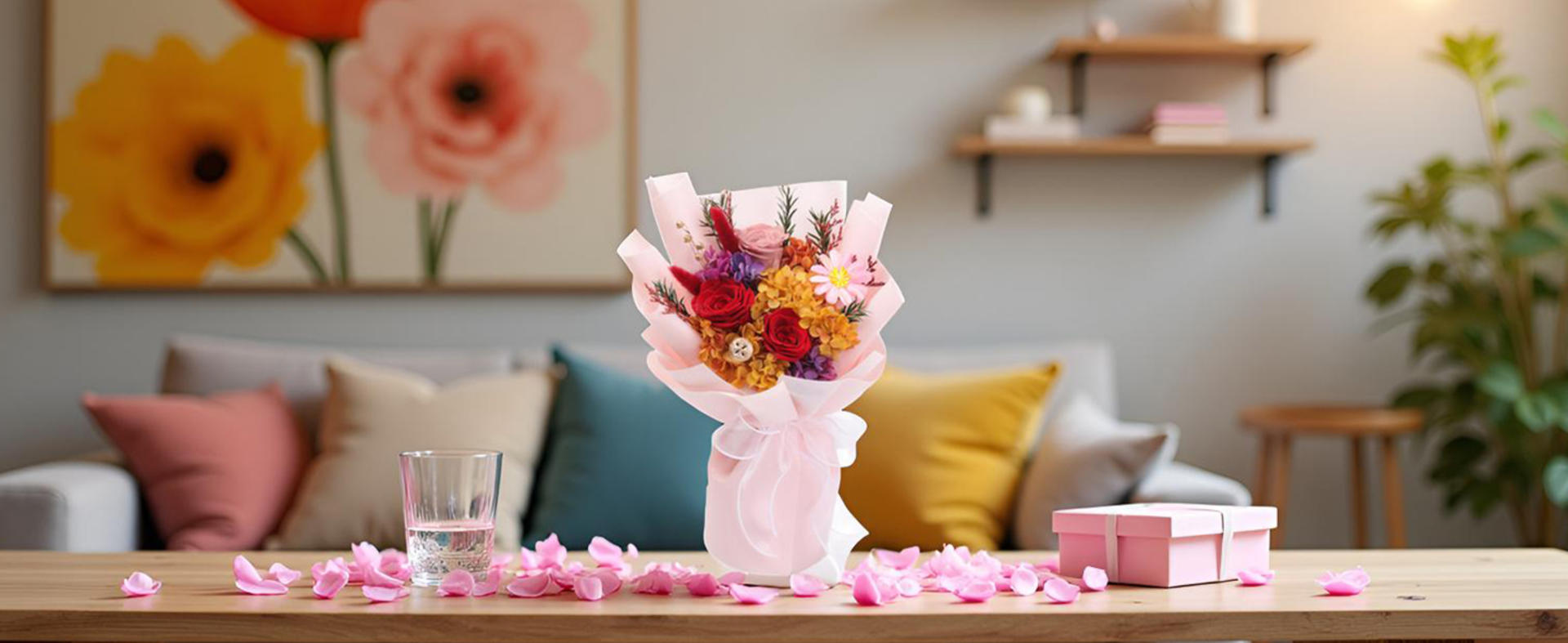 Preserved Purple Rose Bouquet, Real Flowers That Last 1-3 Years, Birthday Gifts for Women detail 9