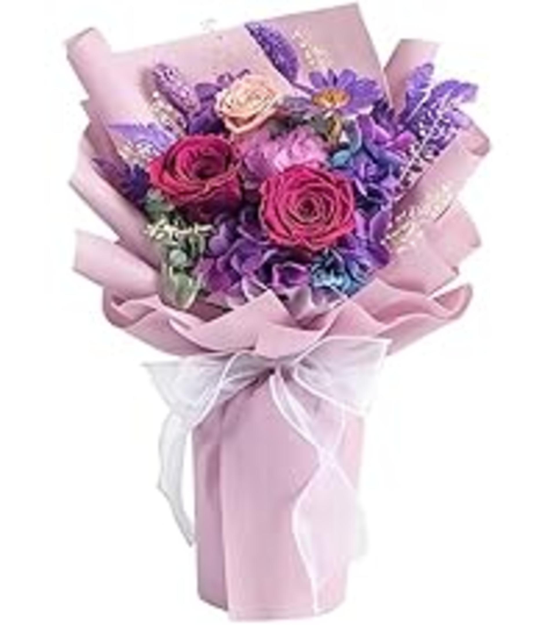 Preserved Purple Rose Bouquet, Real Flowers That Last 1-3 Years, Birthday Gifts for Women detail 12
