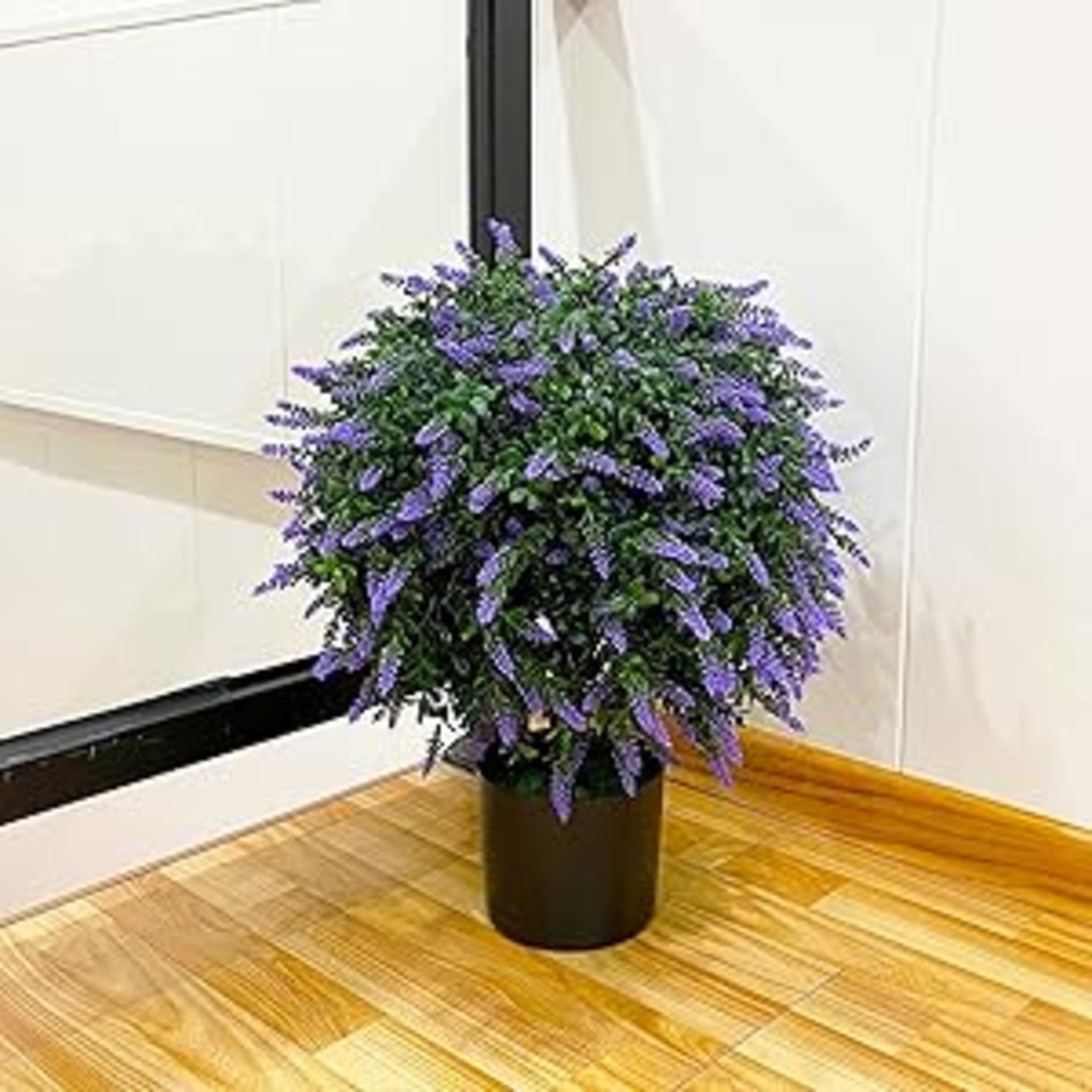 21.6" Artificial Lavender Topiary Ball Tree Set of 2, UV Resistant Potted Bushes detail 2