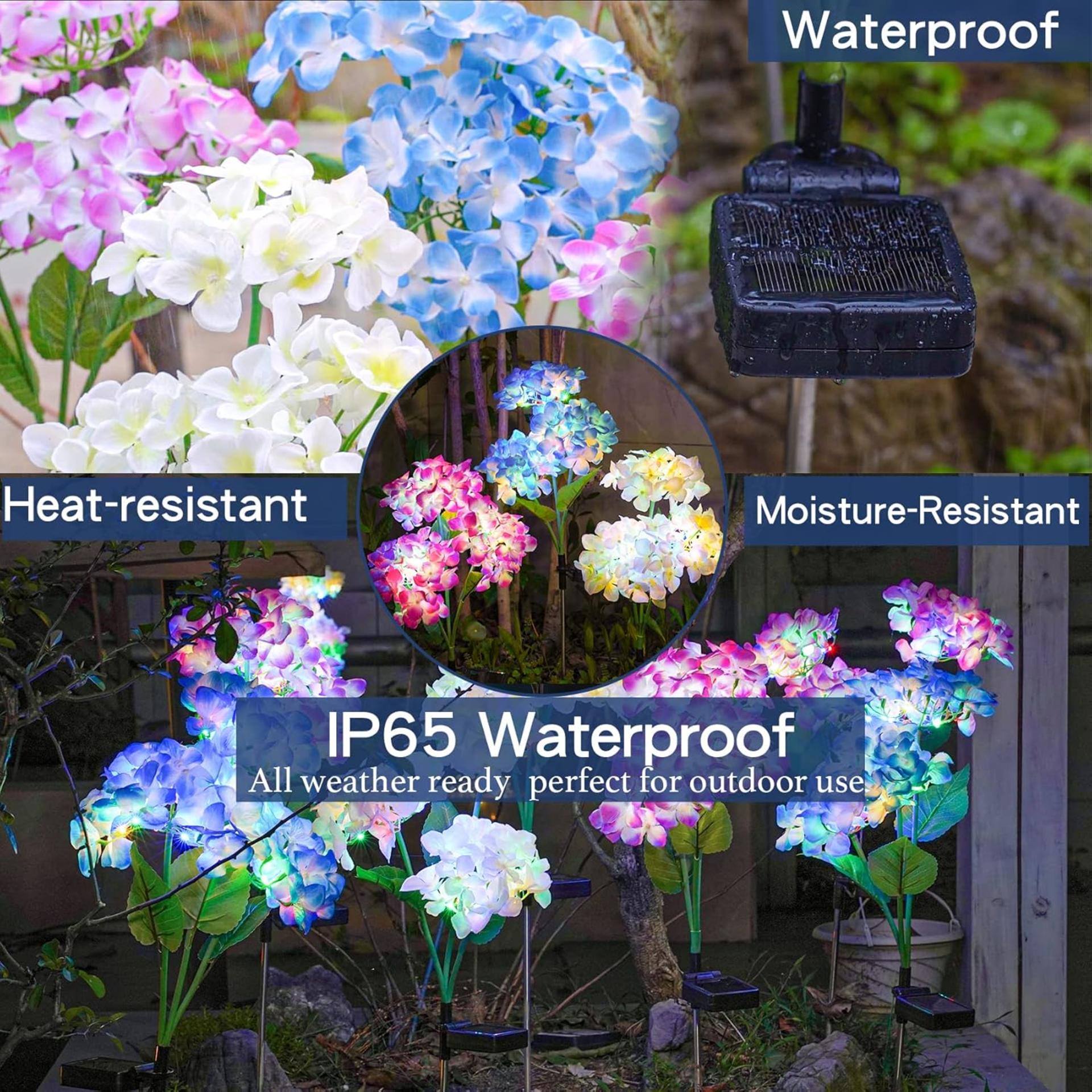Solar Garden Lights - 3 Pack Upgraded Colorful Hydrangea Flower Lights with 2 Modes - 5