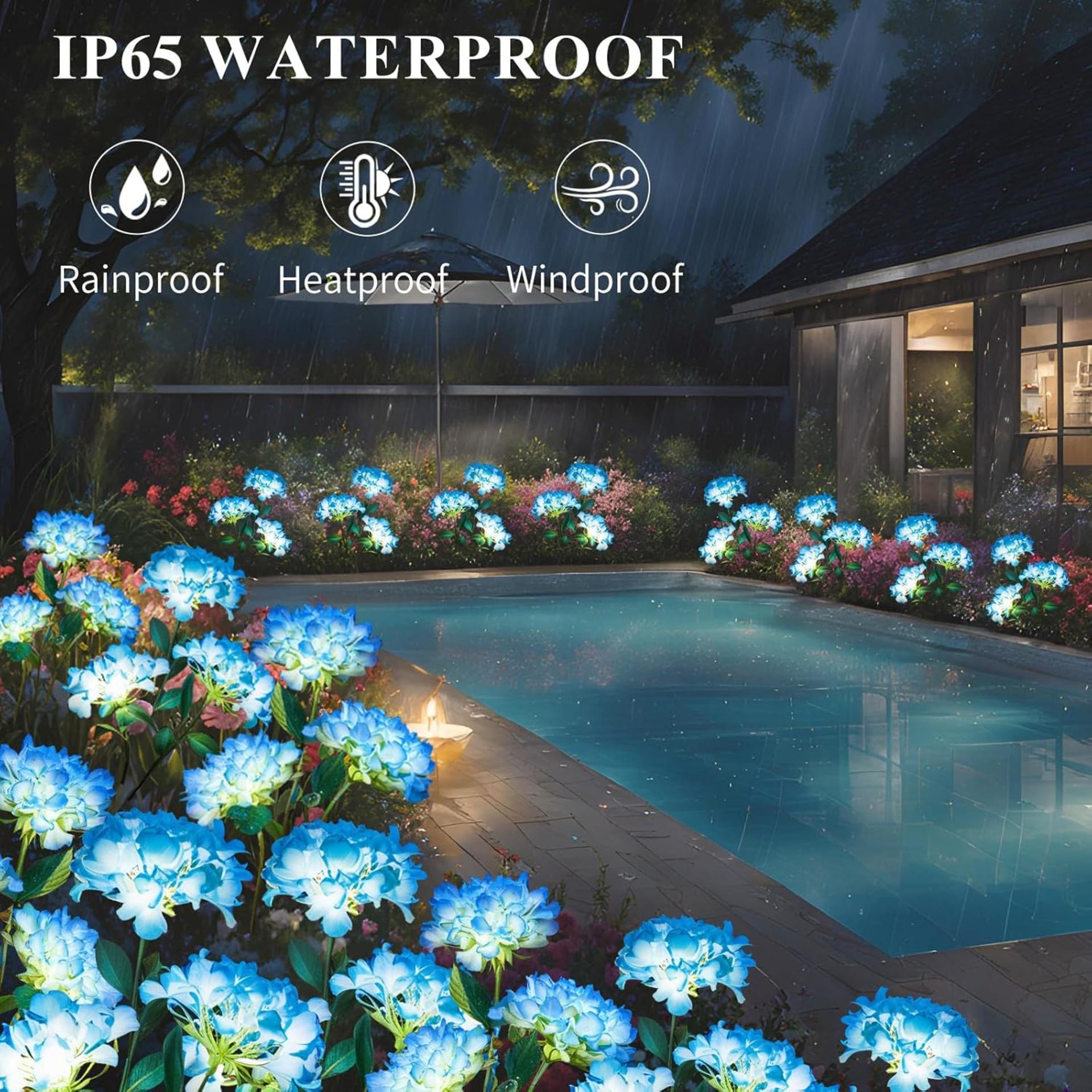 Solar Hydrangea Flower Lights, 2-Pack Outdoor LED Decorative Path Lights for Garden and Patio - 5