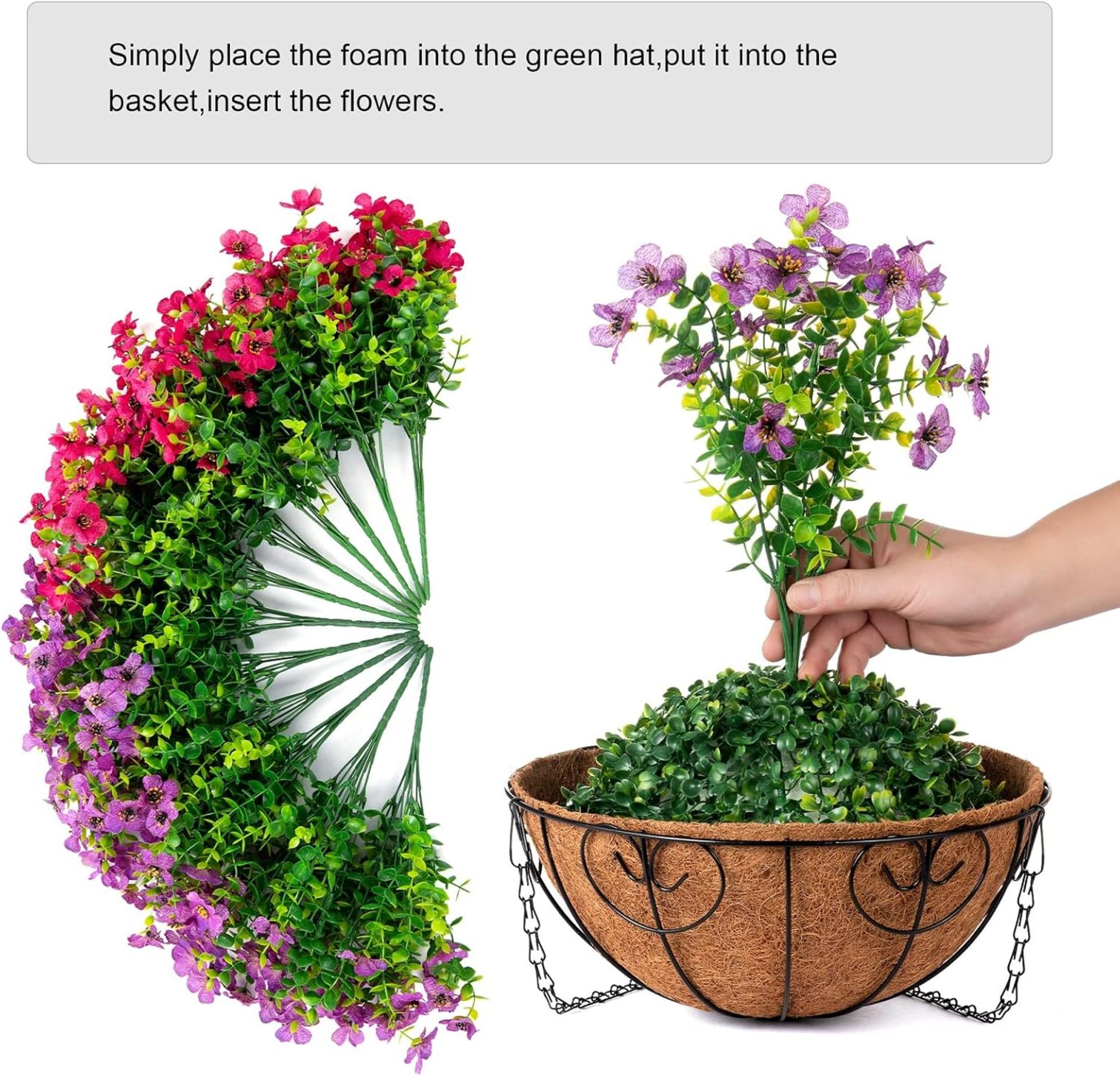 Artificial Hanging Flowers in Basket, UV Resistant Silk Daisy & Eucalyptus for Outdoor Patio - 7