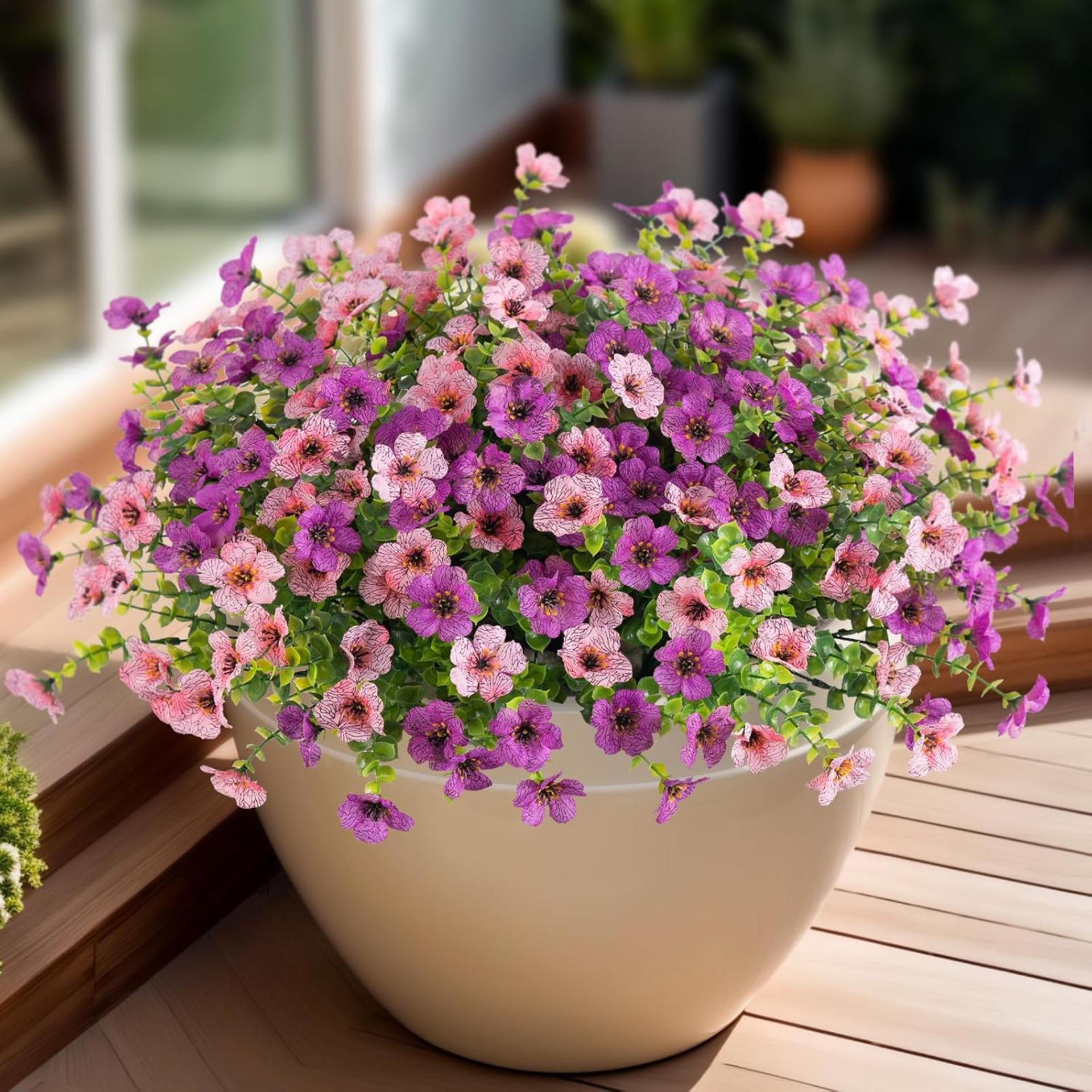 12 Bundles Artificial Daisy Flowers UV Resistant Faux Silk Mums for Outdoor Decor - 9