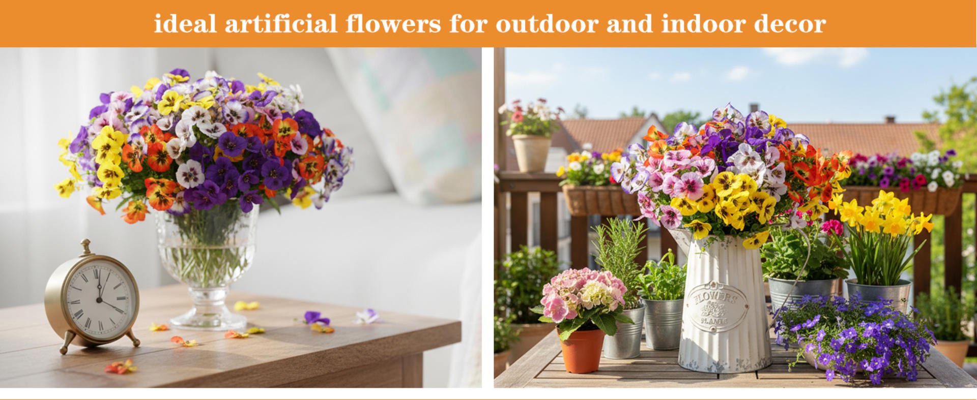 12 Bundles Artificial Pansy Flowers with Eucalyptus Leaves for Indoor Outdoor Decor detail 6