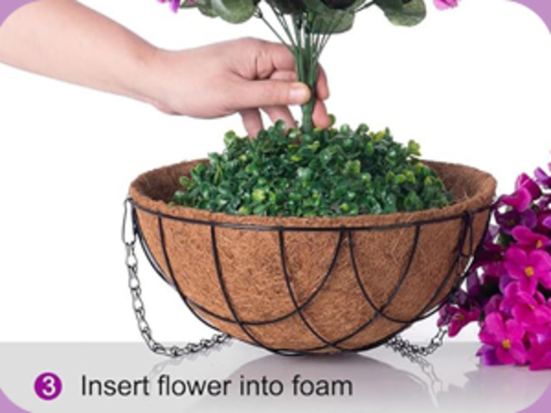 Artificial Hanging Flowers with Basket for Outdoor, Fake Hydrangea UV Resistant Arrangements for Porch Garden detail 6