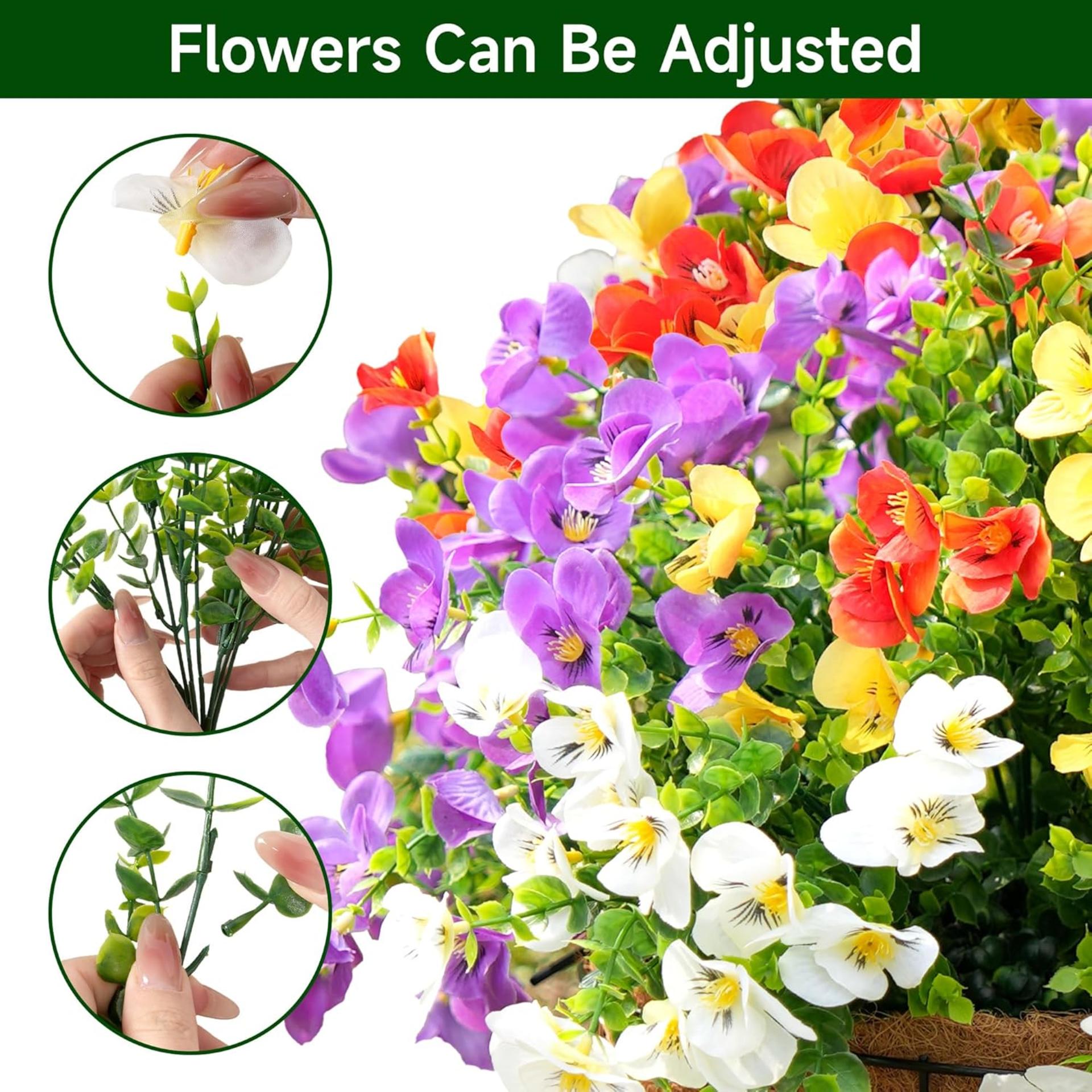 16 Bundles UV Resistant Artificial Pansy Flowers for Outdoor Window Box and Patio Decor - 2