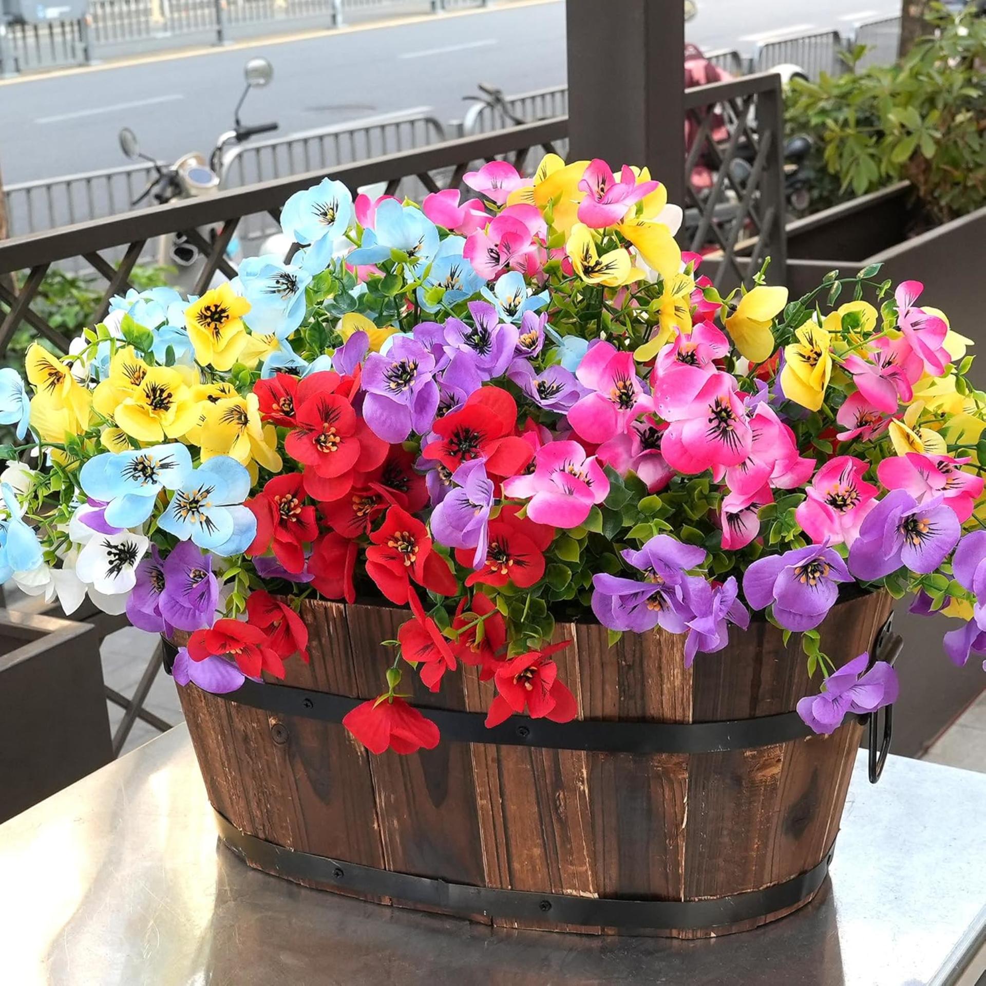 16 Bundles UV Resistant Artificial Pansy Flowers for Outdoor Window Box and Patio Decor - 3