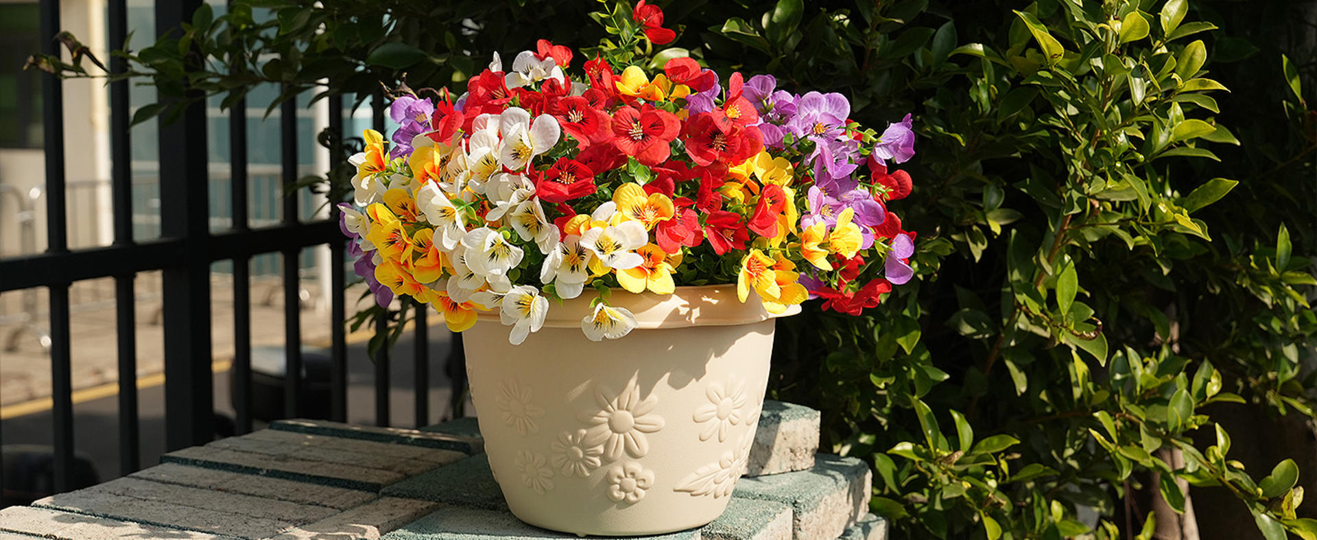 16 Bundles UV Resistant Artificial Pansy Flowers for Outdoor Window Box and Patio Decor detail 3
